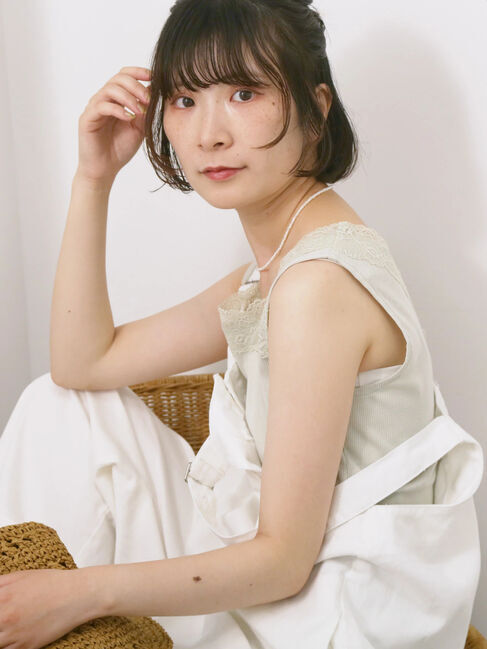 Samansa Mos2 blue「前後2way幅広レースタンク」|Tシャツ・カットソー|