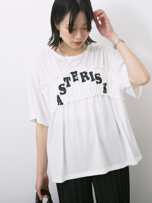 Samansa Mos2 blue「◎【接触冷感】シャーリングドッキングTシャツ」|Tシャツ・カットソー|