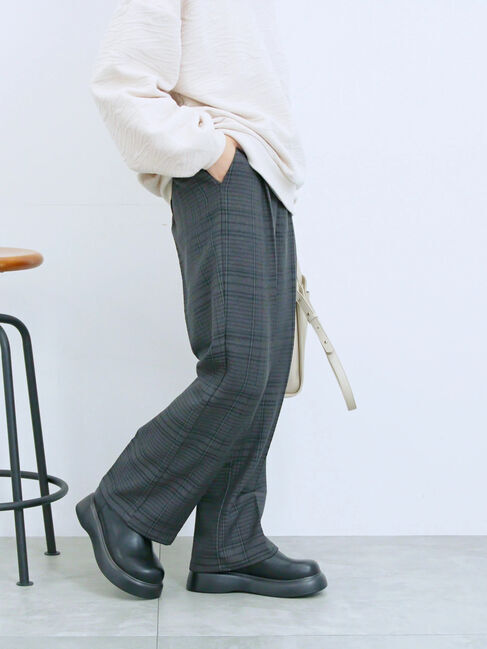 Samansa Mos2 blue「カチオン染めチェックパンツ」|その他|