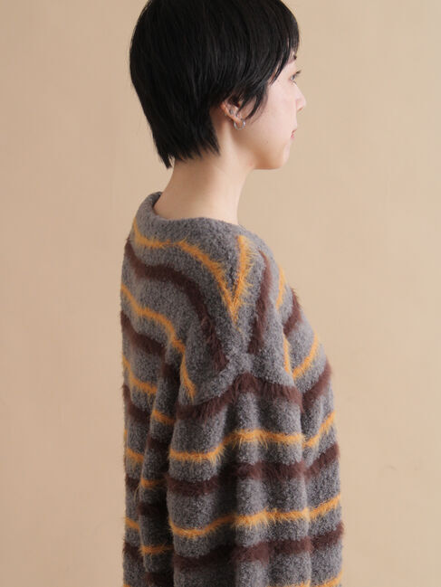 sm2rhythm「ボーダーブークレニットプルオーバー」|ニット・セーター|
