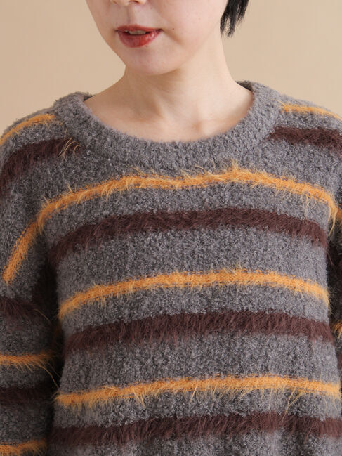 sm2rhythm「ボーダーブークレニットプルオーバー」|ニット・セーター|