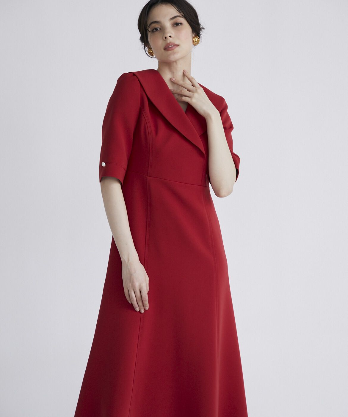 Maglie le cassetto「《M Maglie le cassetto》ショールカラーワンピース」|ワンピース|