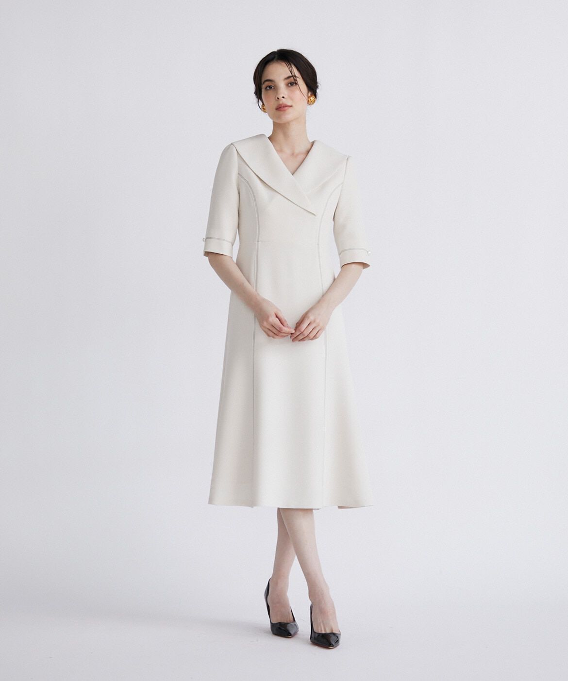 Maglie le cassetto「《M Maglie le cassetto》ショールカラーワンピース」|ワンピース|