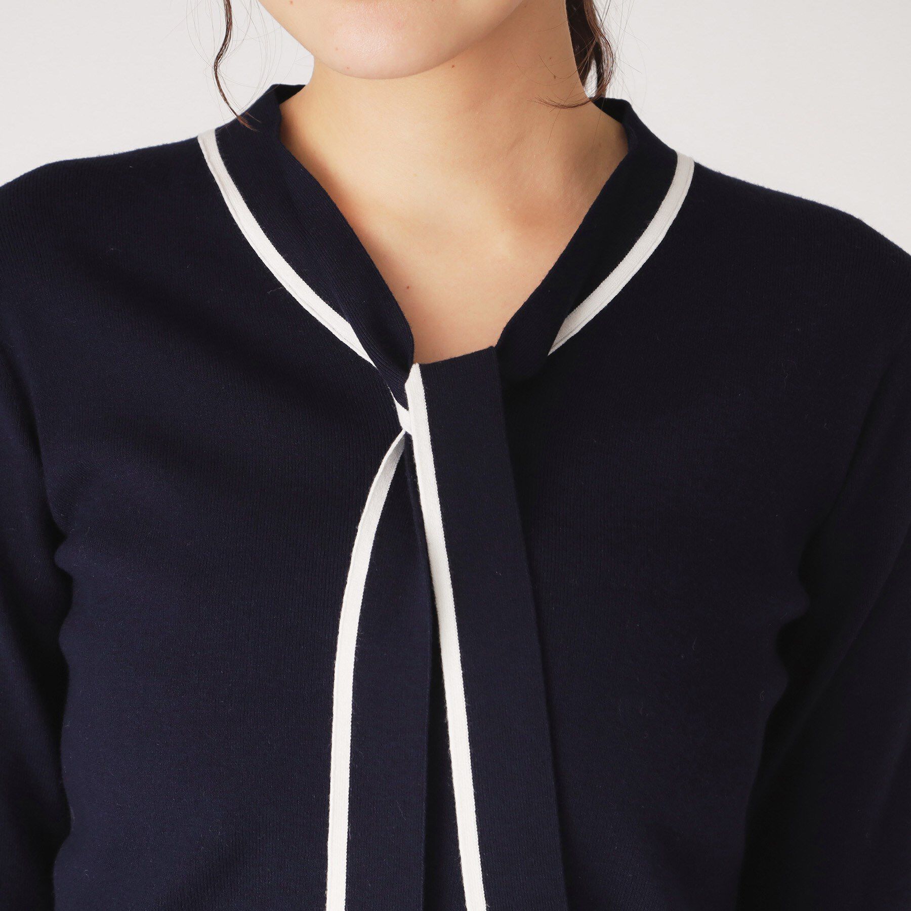 COUP DE CHANCE「【洗える】配色ボウタイのニットトップス」|Tシャツ・カットソー|