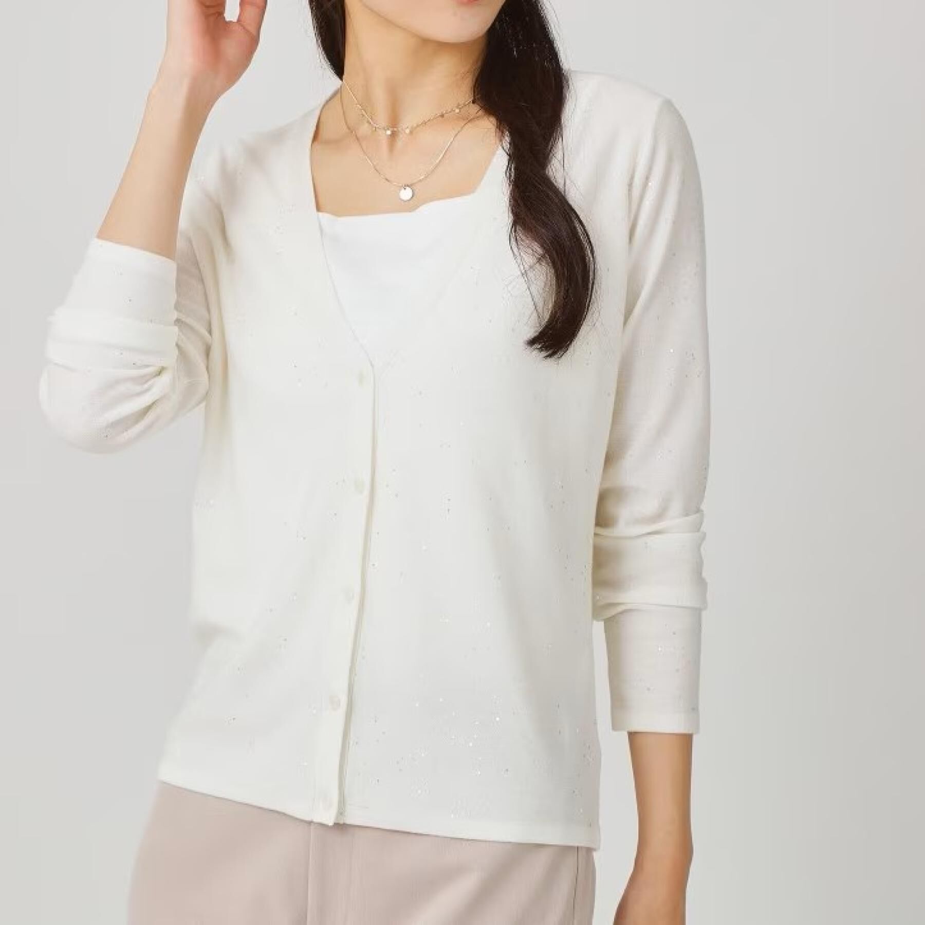 COUP DE CHANCE「【手洗い可】スパンコール入ニットカーディガン」|カーディガン|