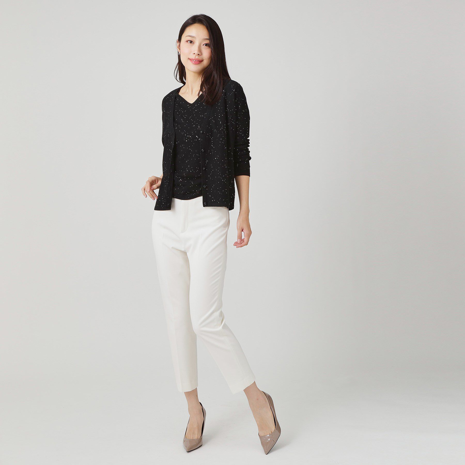 COUP DE CHANCE「【手洗い可】スパンコール入ニットカーディガン」|カーディガン|