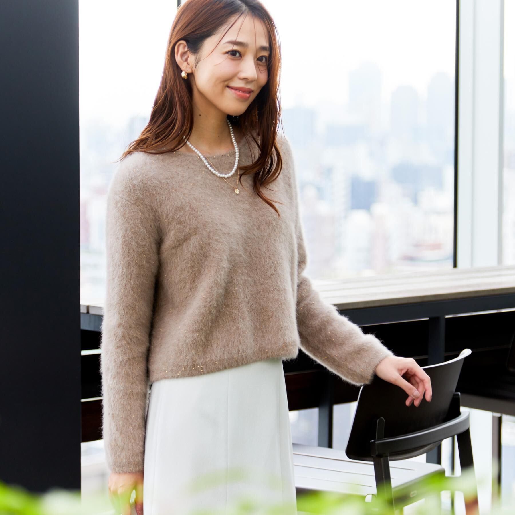 COUP DE CHANCE「【フォックス混／軽い着心地】ショート丈ニットトップス」|ニット・セーター|