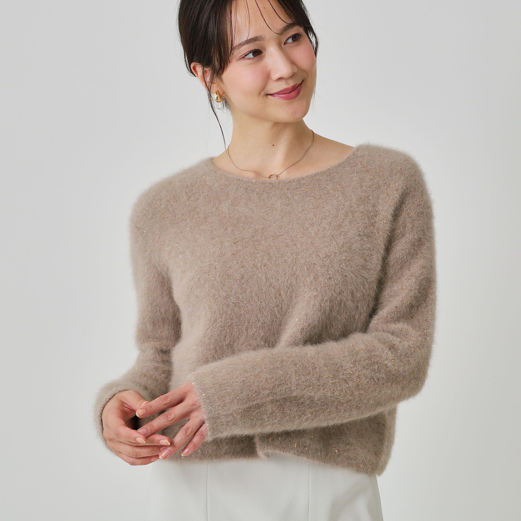 COUP DE CHANCE「【フォックス混／軽い着心地】ショート丈ニットトップス」|ニット・セーター|