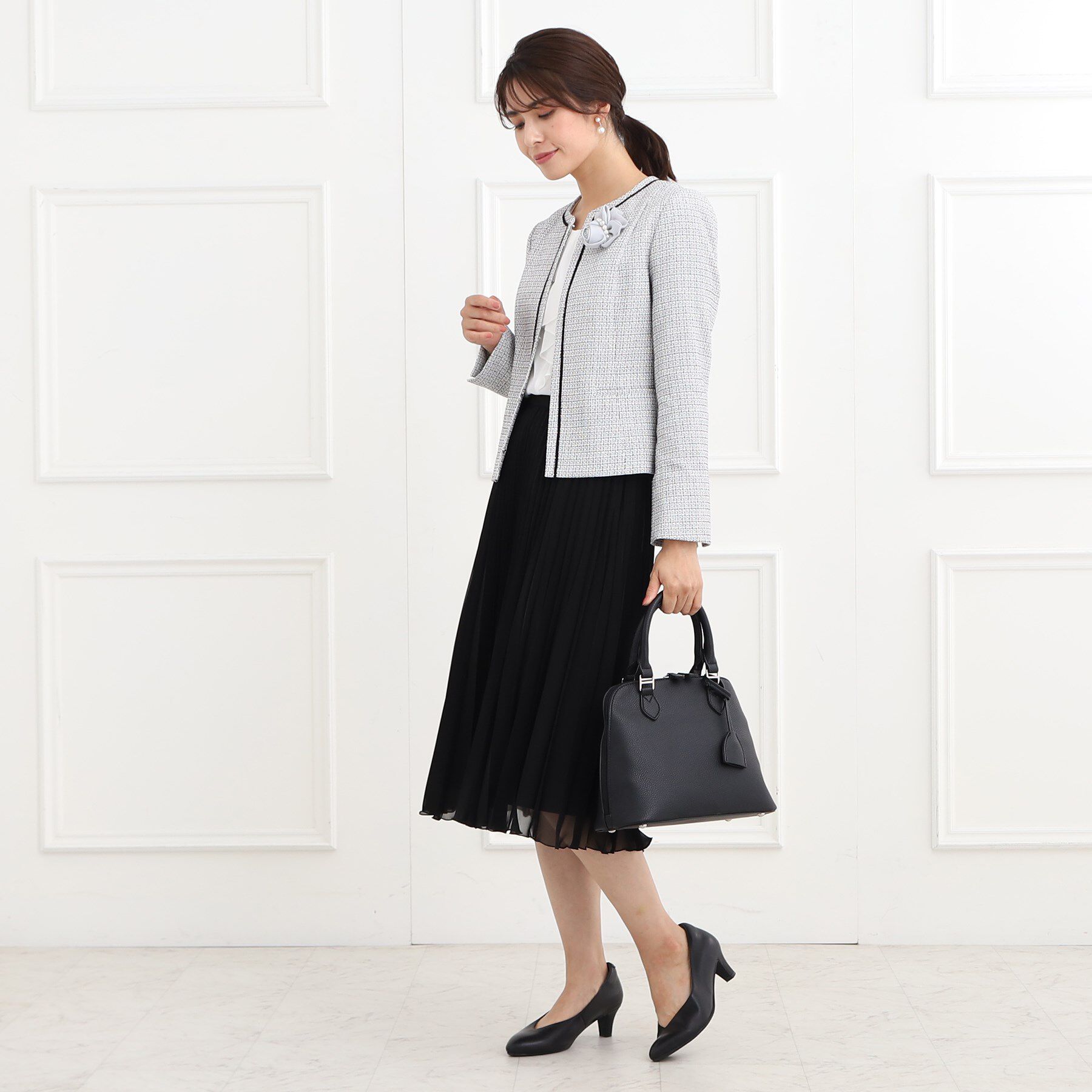 Reflect「【フォーマル/セットアップ可】ツイードジャケット」|ノーカラージャケット|