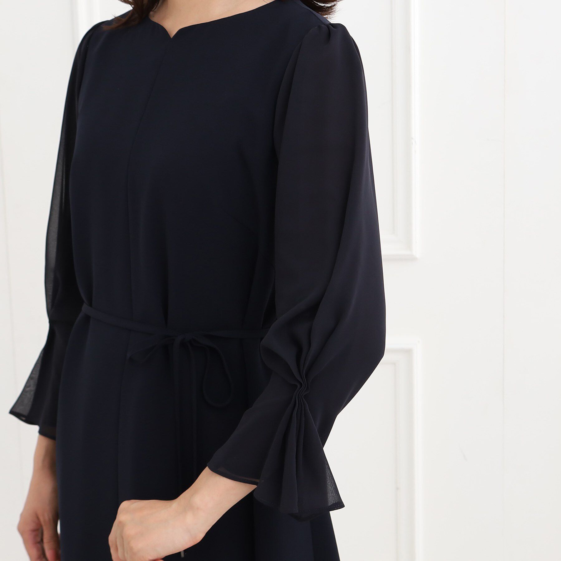 Reflect「【夏SALE／フォーマル/洗える】スリーブデザインジョーゼットワンピース」|ワンピース|