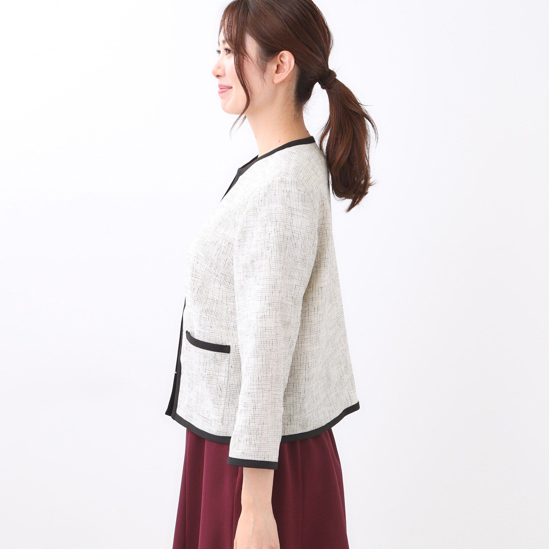 Reflect「【軽い着心地】メッシュツイードジャケット」|ノーカラージャケット|