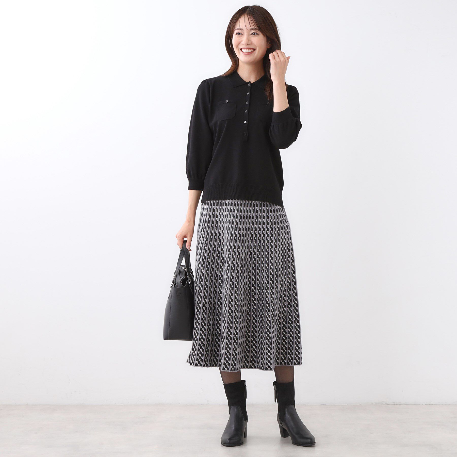 Reflect「【透けにくい◎】衿付き七分袖ニット」|ニット・セーター|