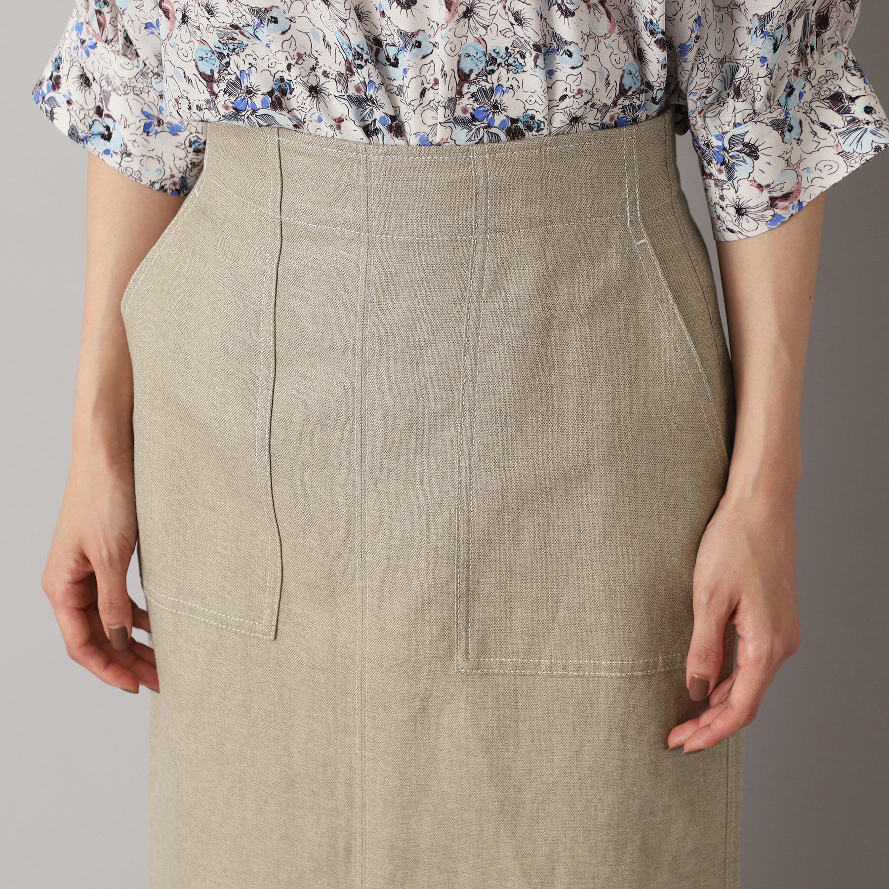 DRESSTERIOR「【洗える/後ろウエストゴム】リネンブレンドタイトスカート」|スカート|