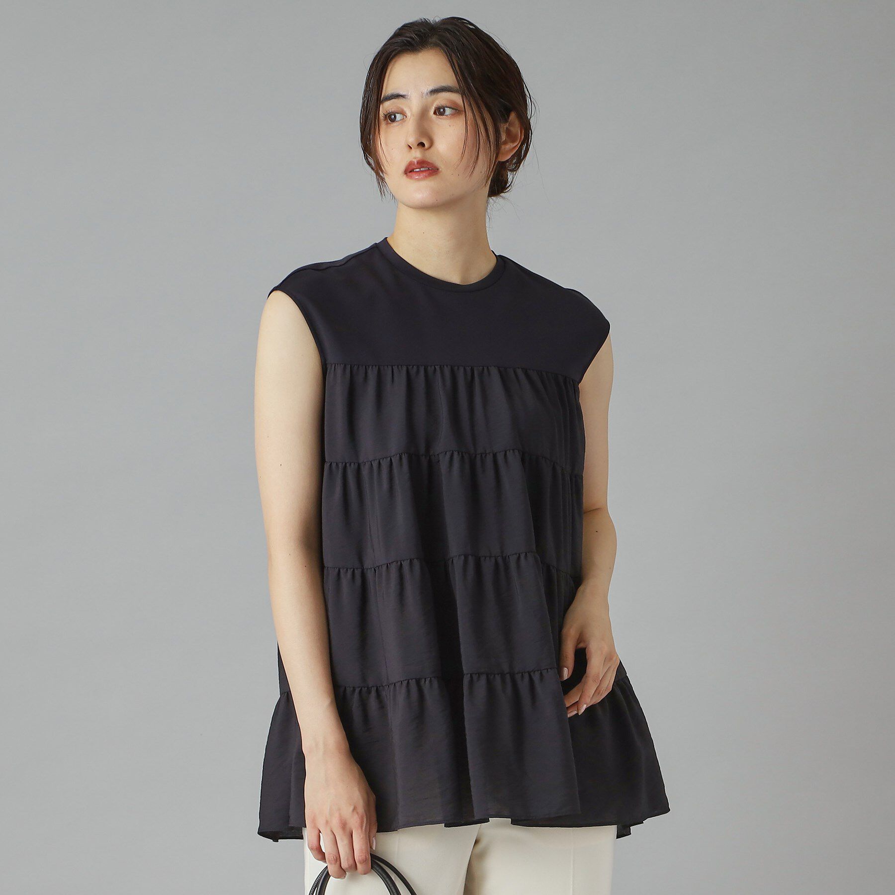 DRESSTERIOR「【接触冷感/イージーケア】ティアードコンビカットソー」|Tシャツ・カットソー|