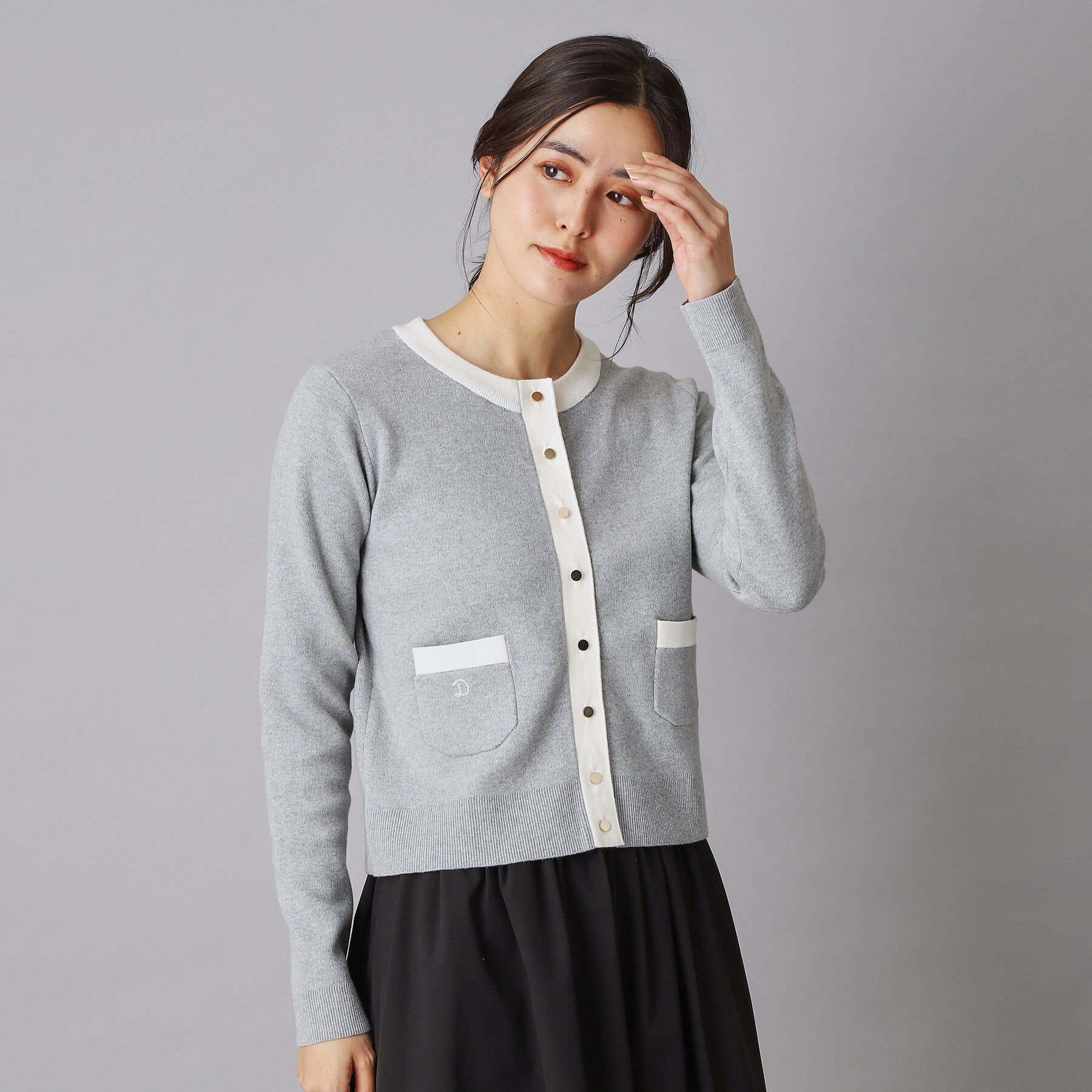 DRESSTERIOR「ウォッシャブルコットンカシミヤバイカラーカーディガン」|カーディガン|