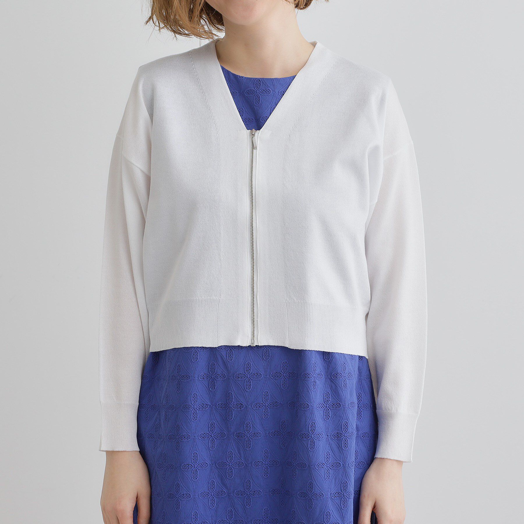 grove「【洗える】シアーニットジップカーディガン」|カーディガン|