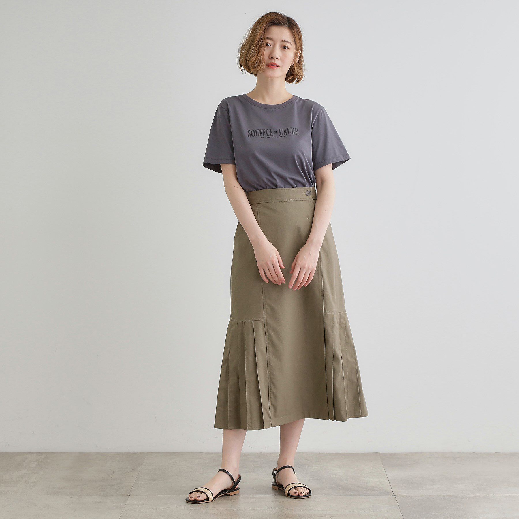 grove「【大人のニュアンス】リネン混サイドタックスカート」|スカート|