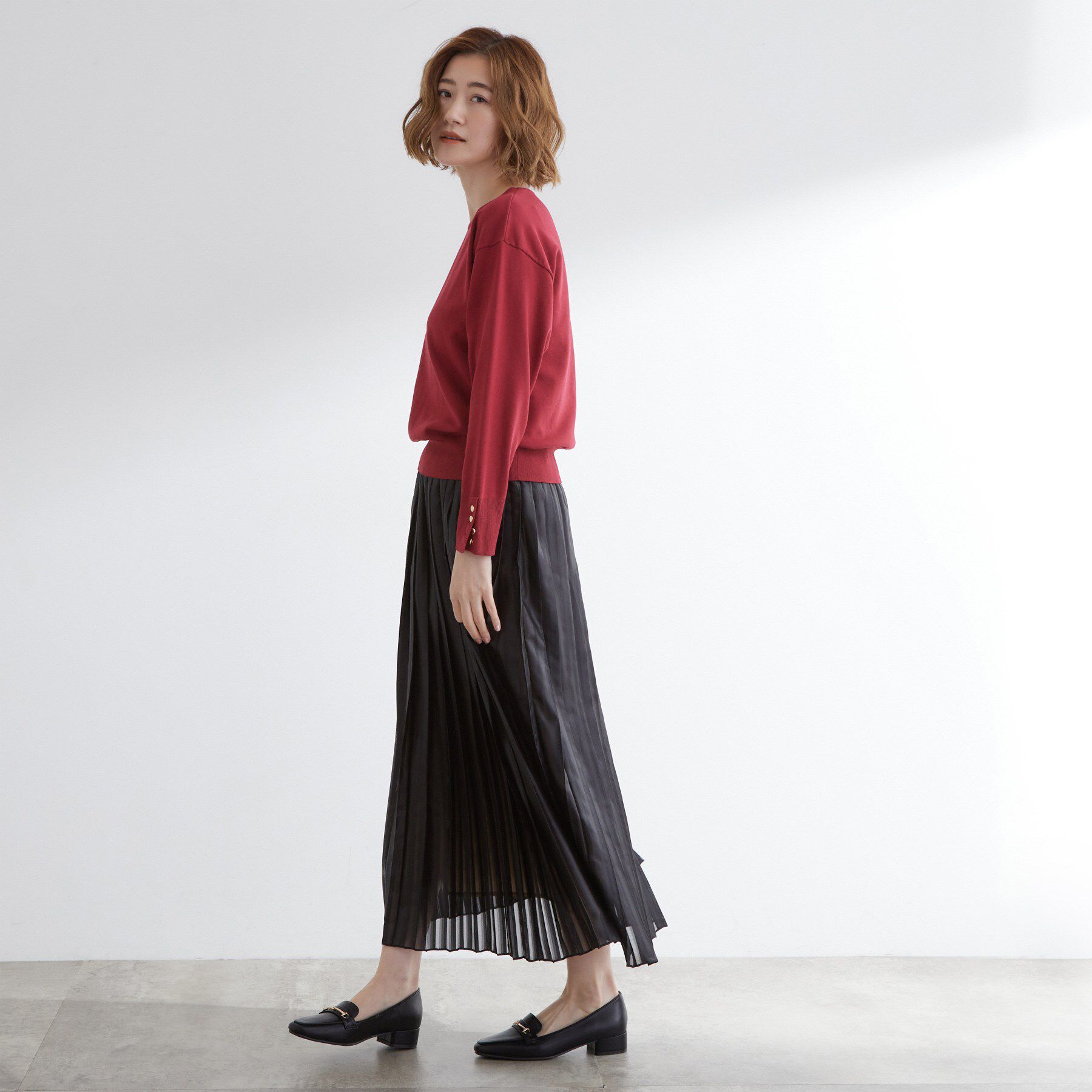 grove「ON/OFF毎日使える！袖口ボタンドロップショルダーニット」|ニット・セーター|