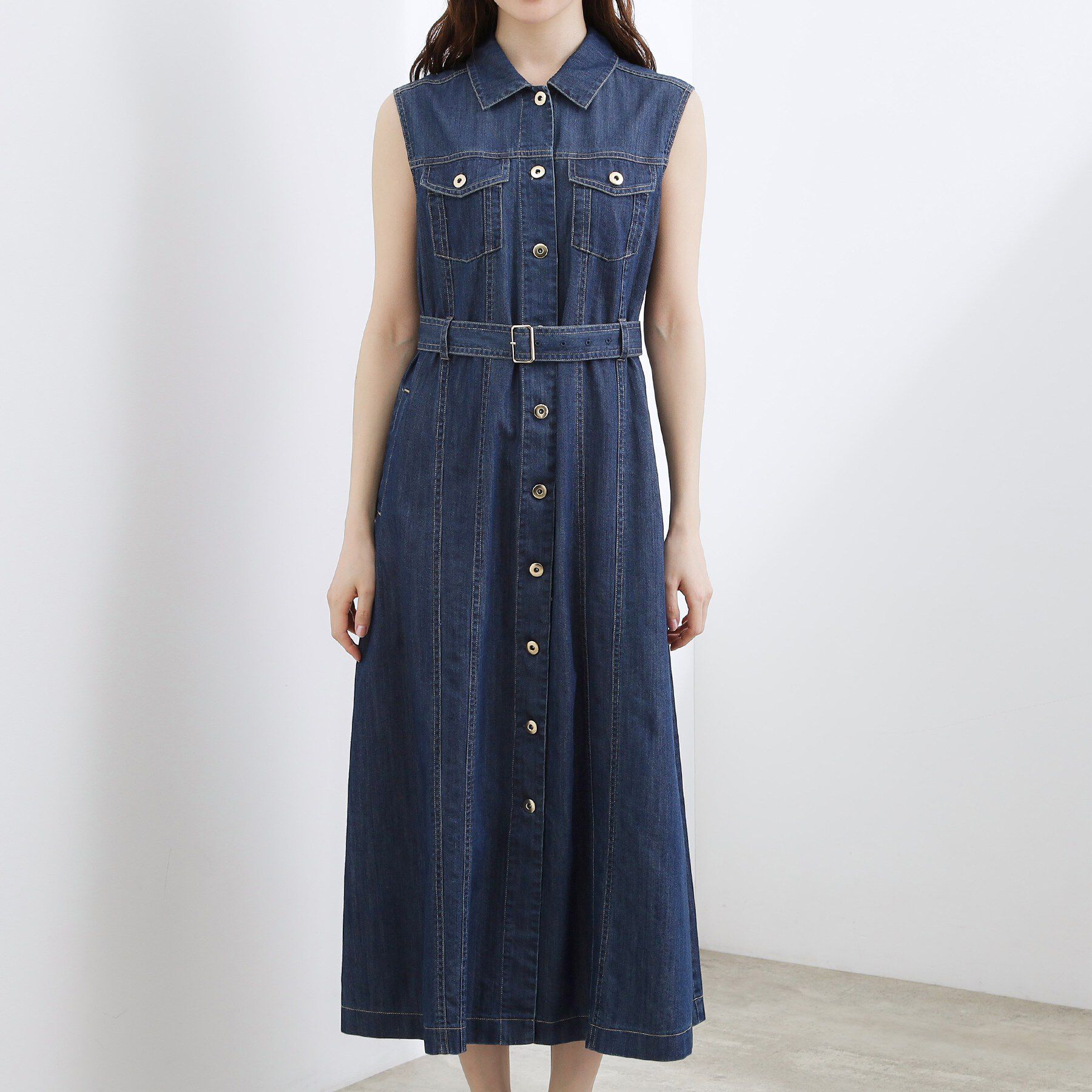 grove「【貴島明日香さん着用】デニムフレアワンピース」|ワンピース|