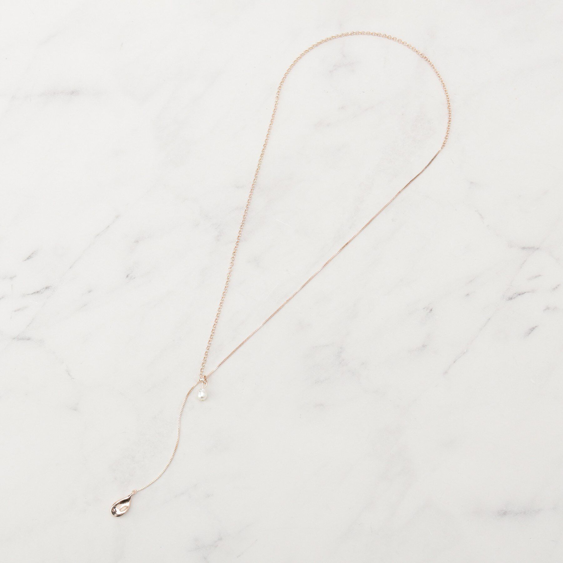 grove「フェイクパールY字アジャスタブルネックレス【2WAY】」|ネックレス|ピンクゴールド(00