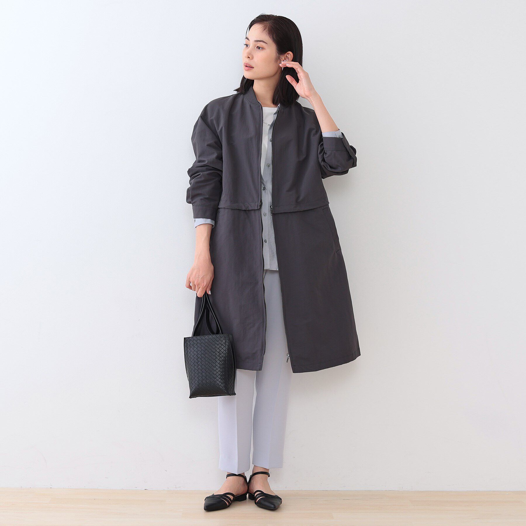 INDIVI「【撥水／UVケア／2WAY】ショート＆ロング ブルゾンコート」|ブルゾン・スタジャン|