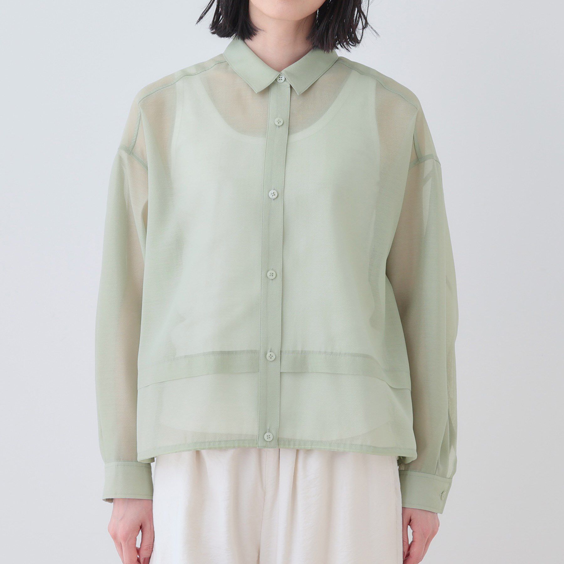 INDIVI「【洗える／ドロスト付】トレンドシアーシャツ」|シャツ・ブラウス|