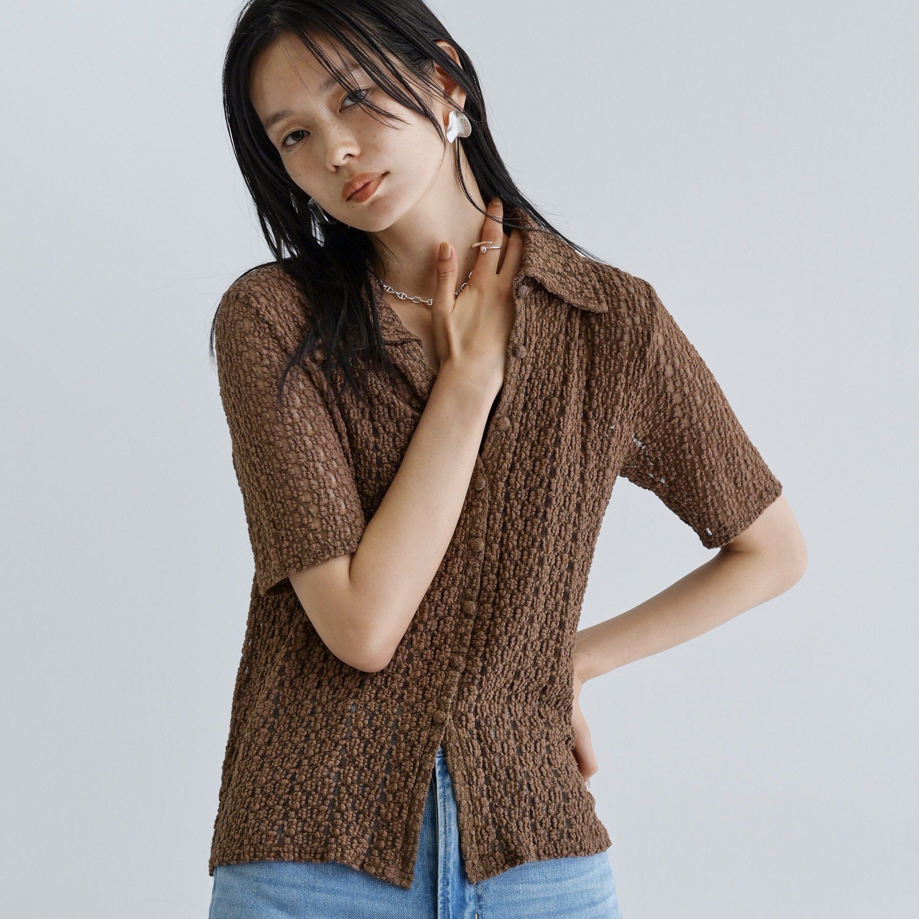 GALLEST「【一部店舗限定】カットレースポロ」|シャツ・ブラウス|