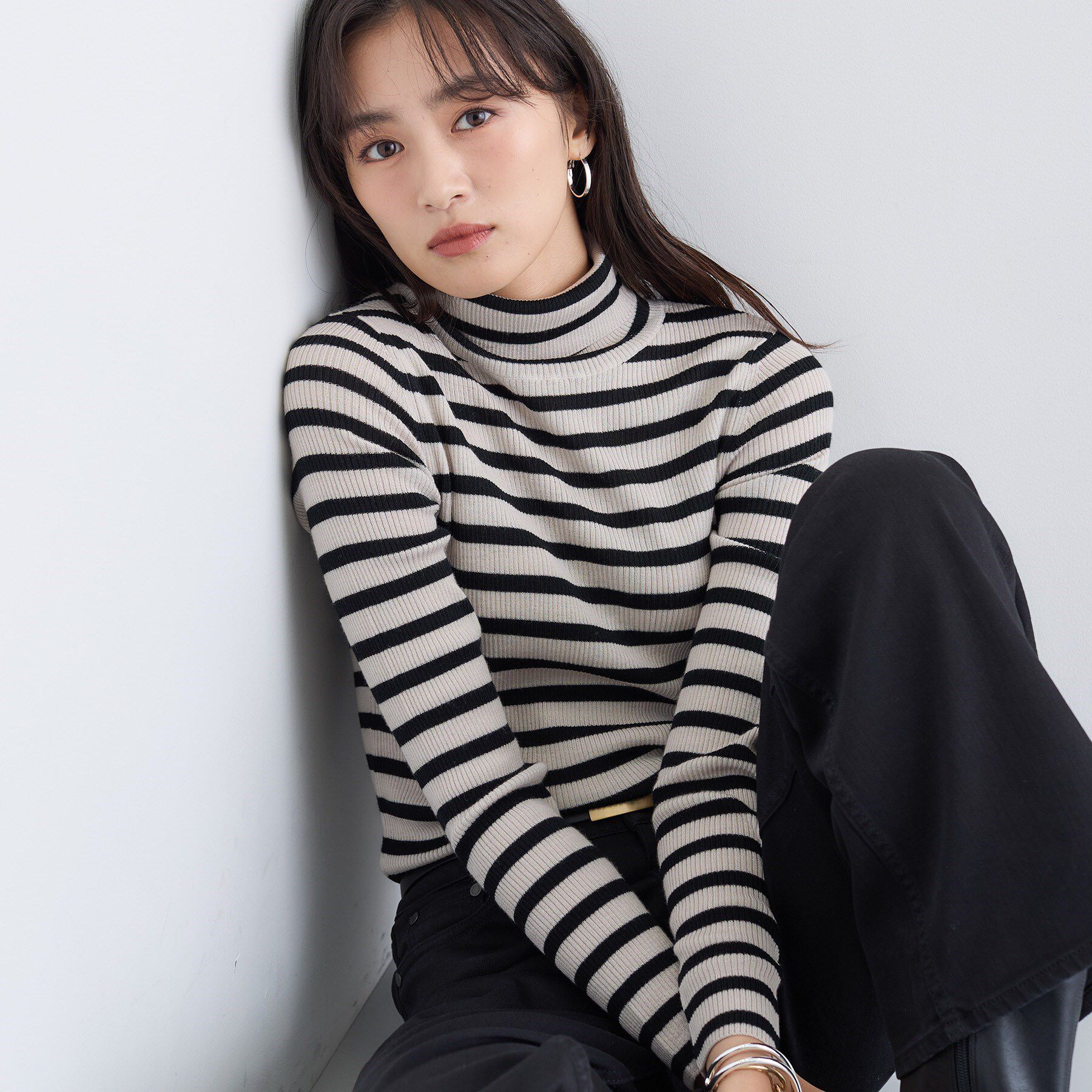 INDIVI「【洗える／毛玉になりにくい】エクストラファインウール リブタートルニット」|ニット・セーター|