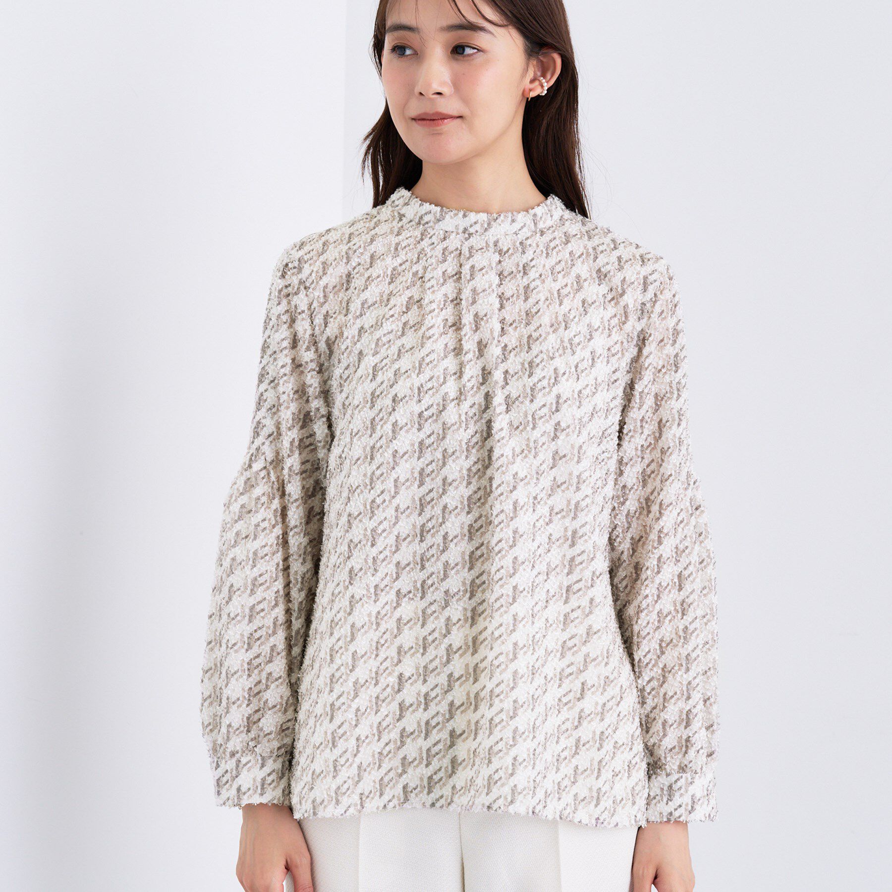 INDIVI「【きれいめ／オフィス／イベント】フェザージャカードブラウス」|シャツ・ブラウス|