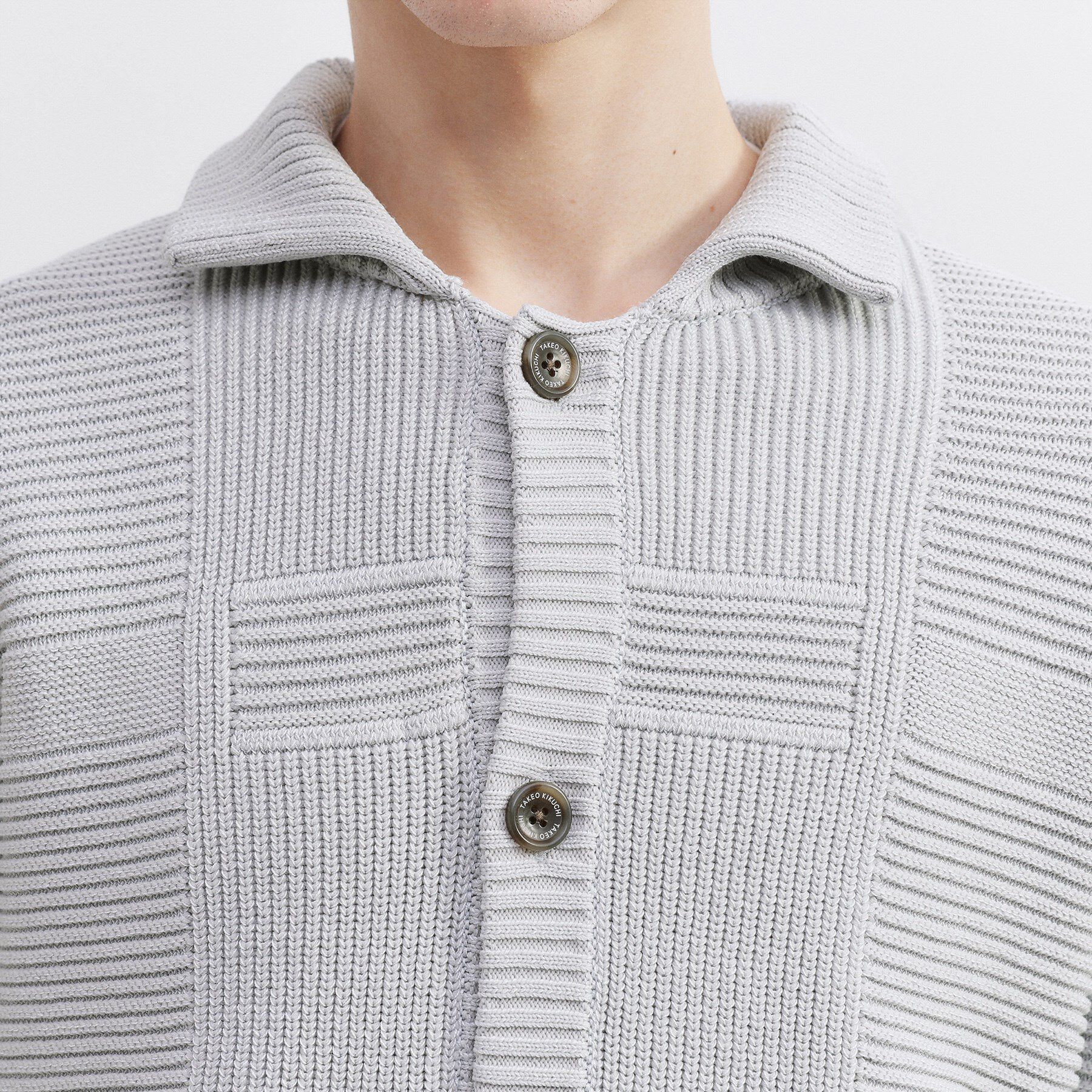 TAKEO KIKUCHI「畦編みチェック ニットカーディガン」|カーディガン|