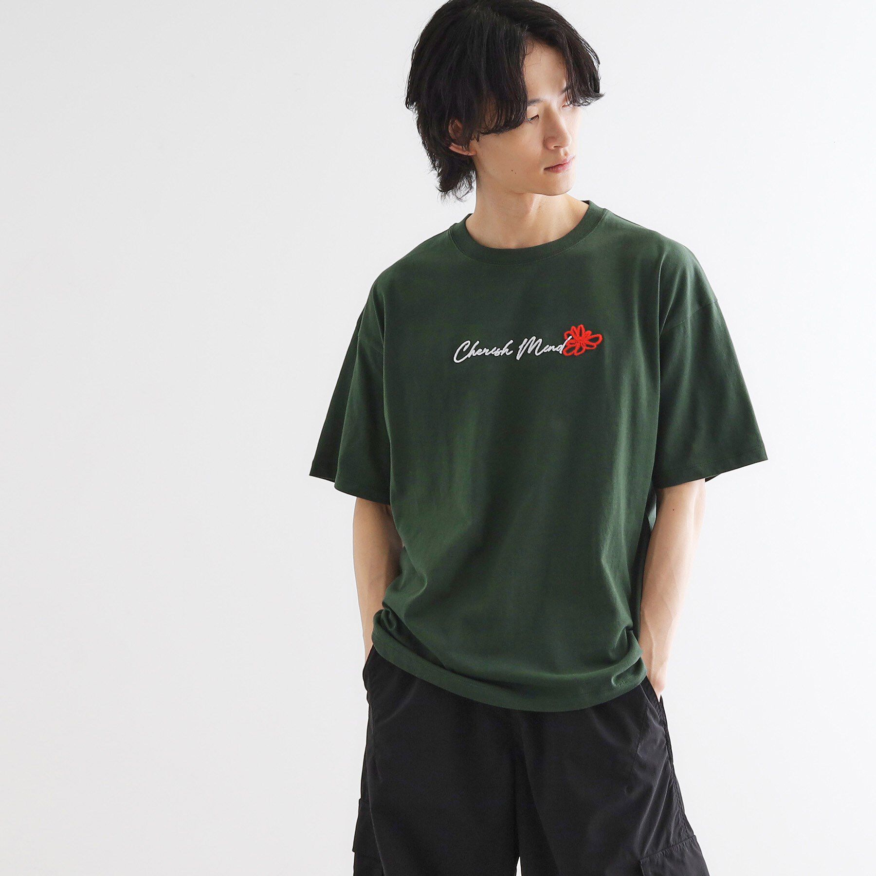 tk.TAKEO KIKUCHI「ハート＆フラワーTシャツ」|Tシャツ・カットソー|グリーン(124)