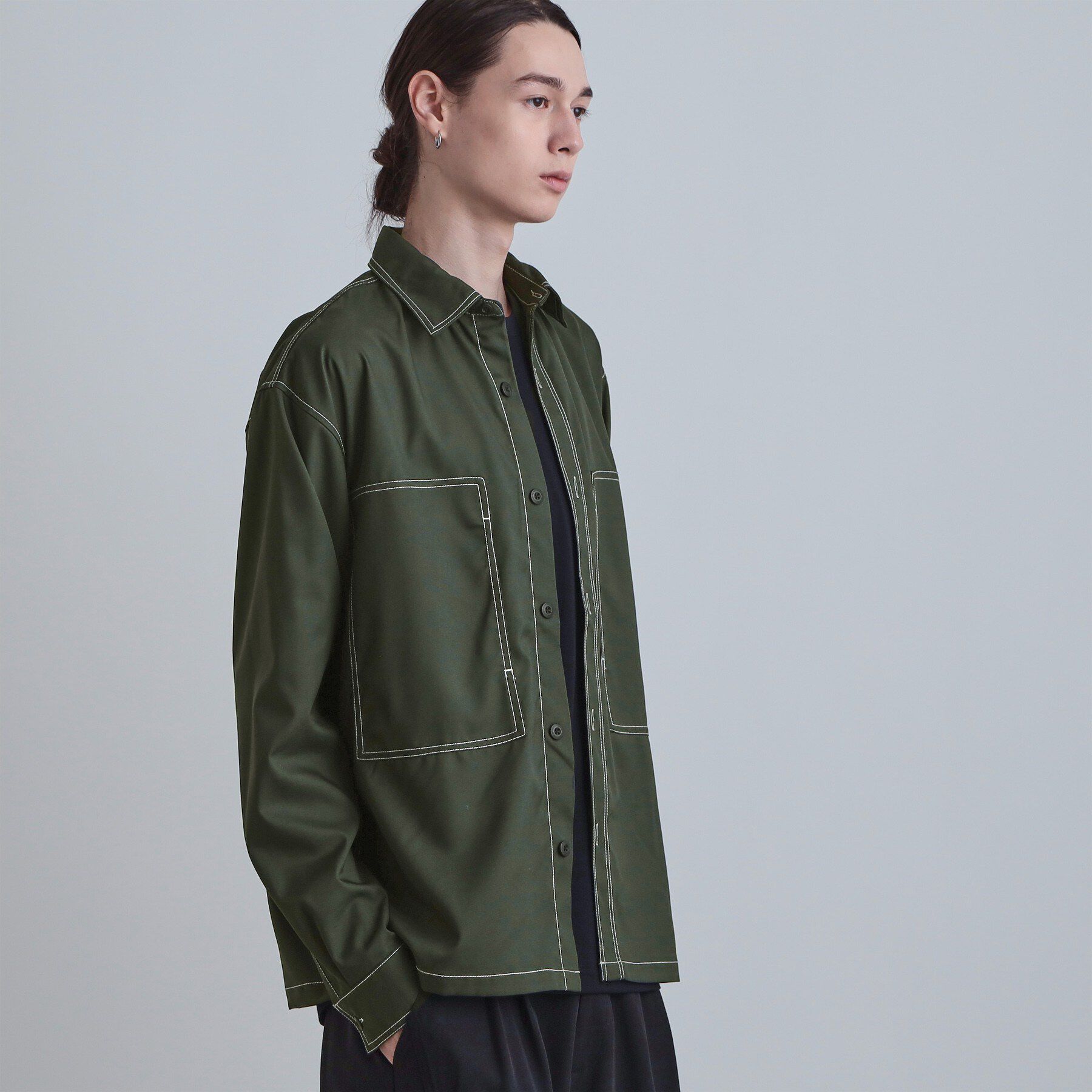 tk.TAKEO KIKUCHI「配色ステッチシャツ」|シャツ・ブラウス|グリーン(024)