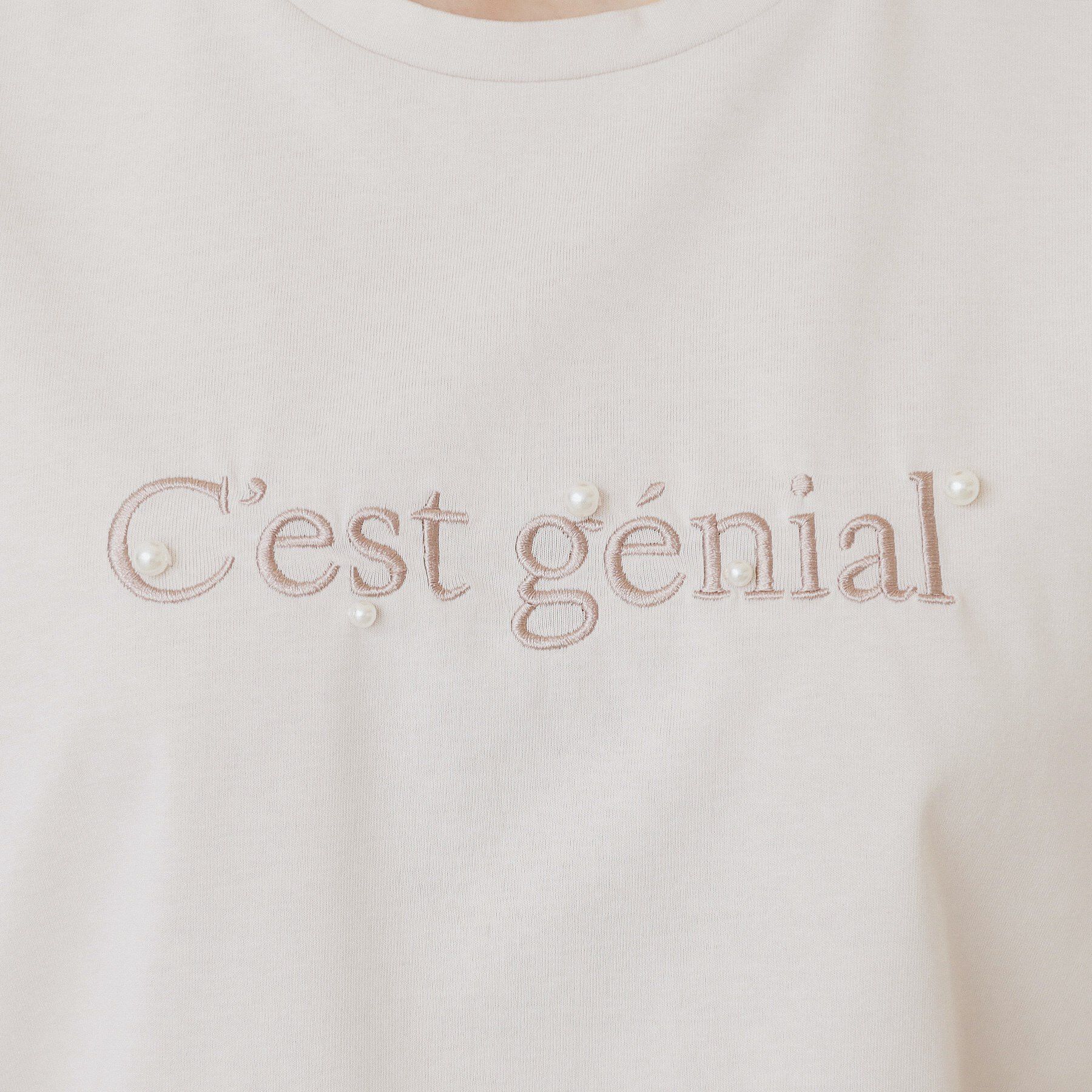 index「パール調刺繍ロゴTシャツ【汗ジミ防止/吸水速乾/接触冷感/UVケア/洗濯機洗い可】」|Tシャツ・カットソー|