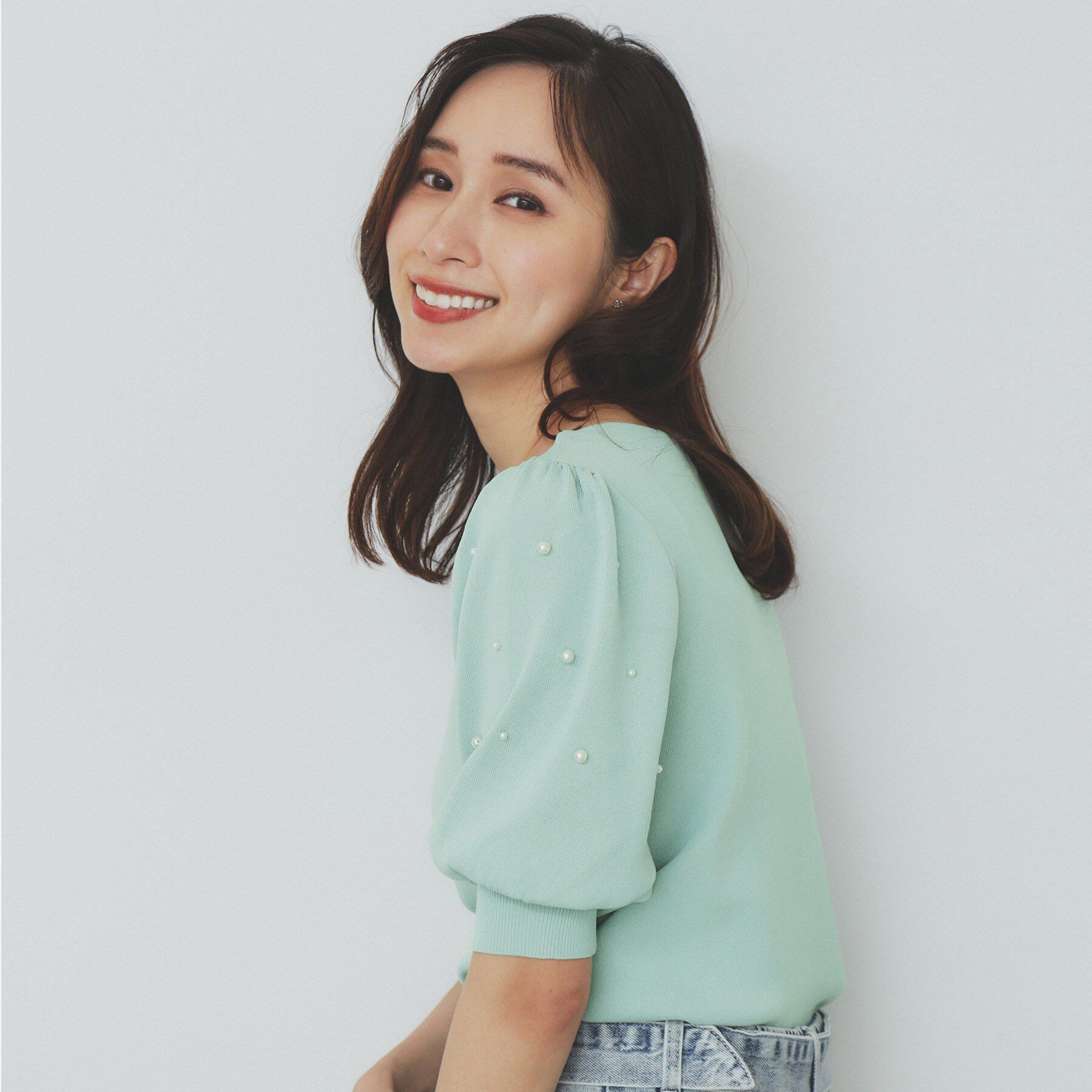 index「ドライタッチ パール調パフスリーブニット【洗濯機洗い可/UVケア/抗ピル/接触冷感】」|ニット・セーター|