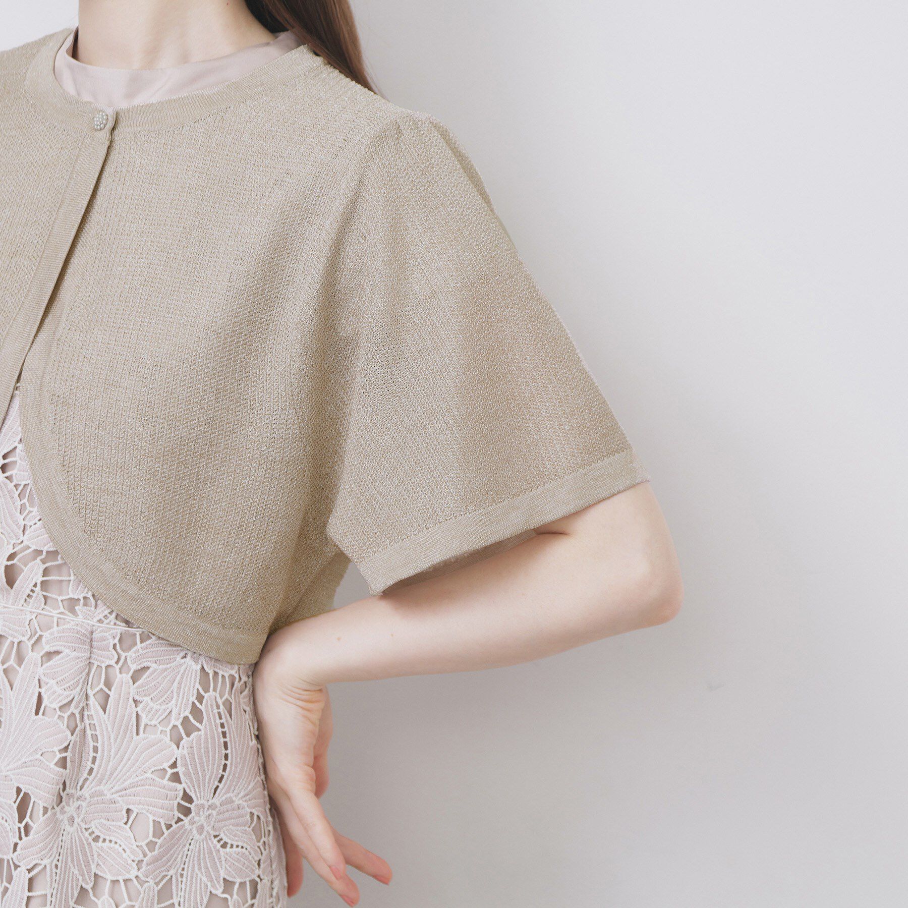 index「ビジュー釦ラメボレロカーディガン【洗濯機OK/抗ピル】」|カーディガン|