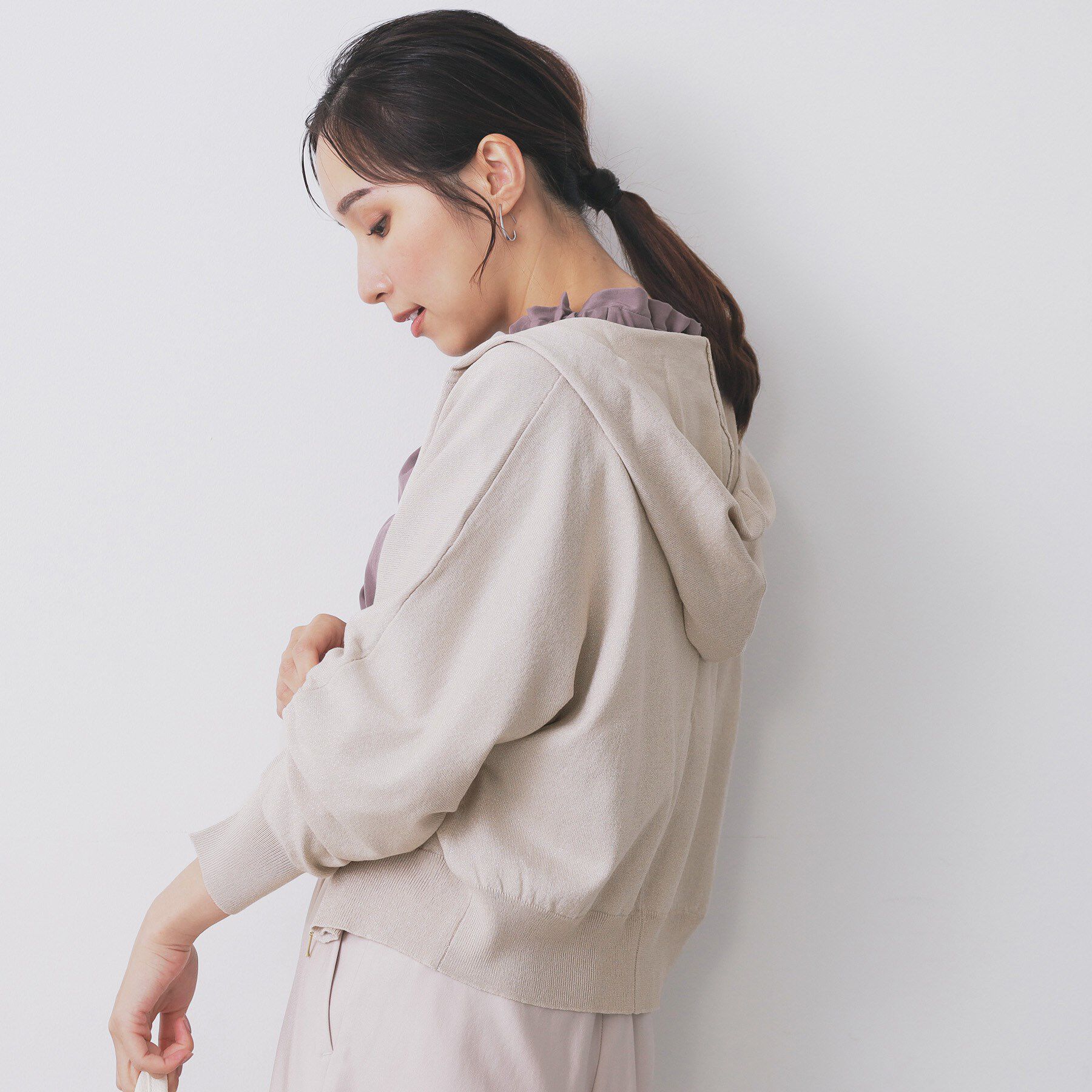 index「ドルマンジップラメパーカ【洗濯機OK】」|パーカー|