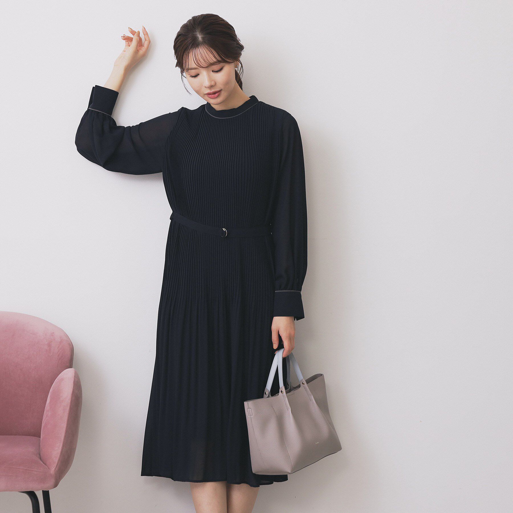 index「《5色展開/S-3Lサイズ》プリーツフレアワンピース【洗濯機OK/防シワ】」|ワンピース|