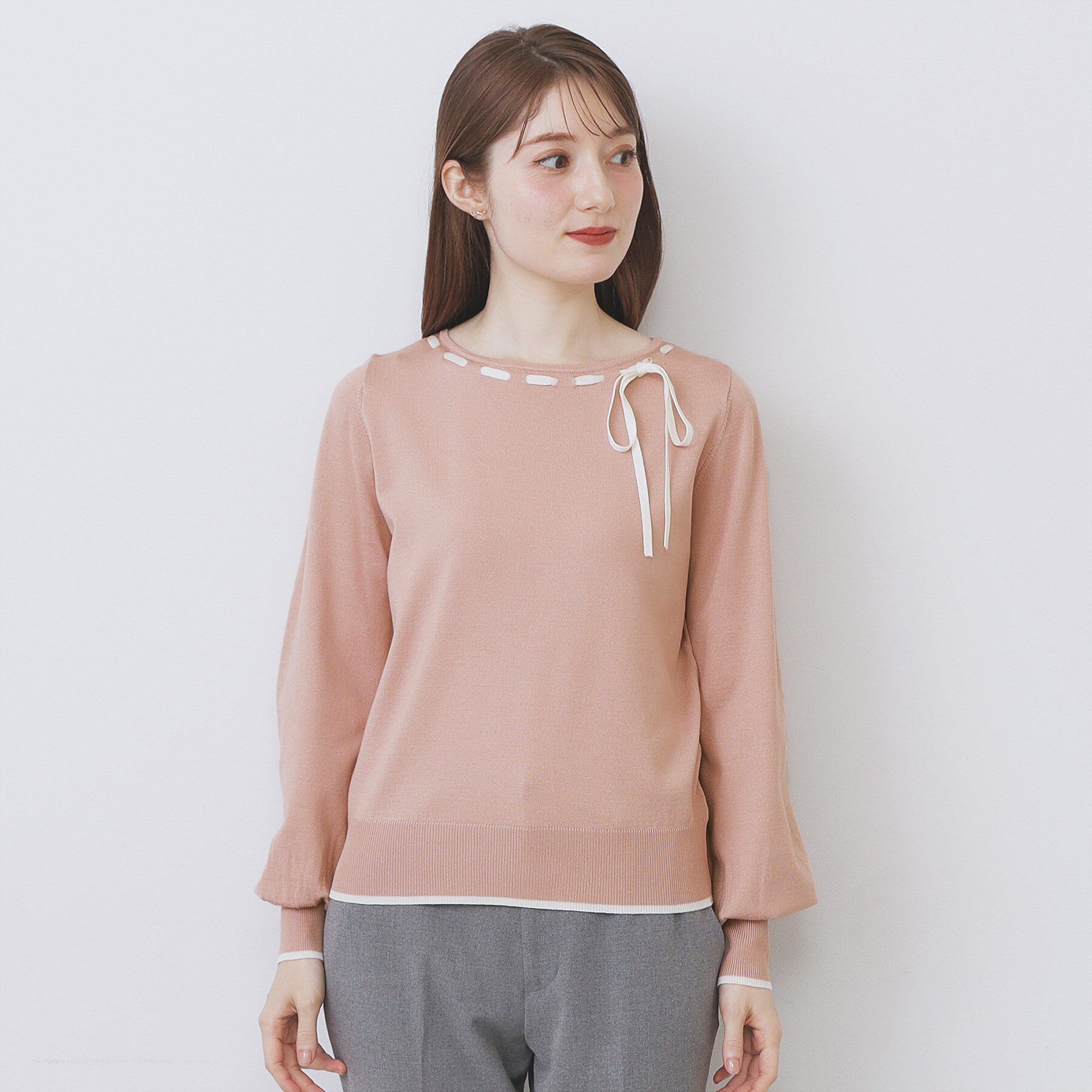 index「はしごリボンバイカラーニット【洗濯機OK】」|ニット・セーター|