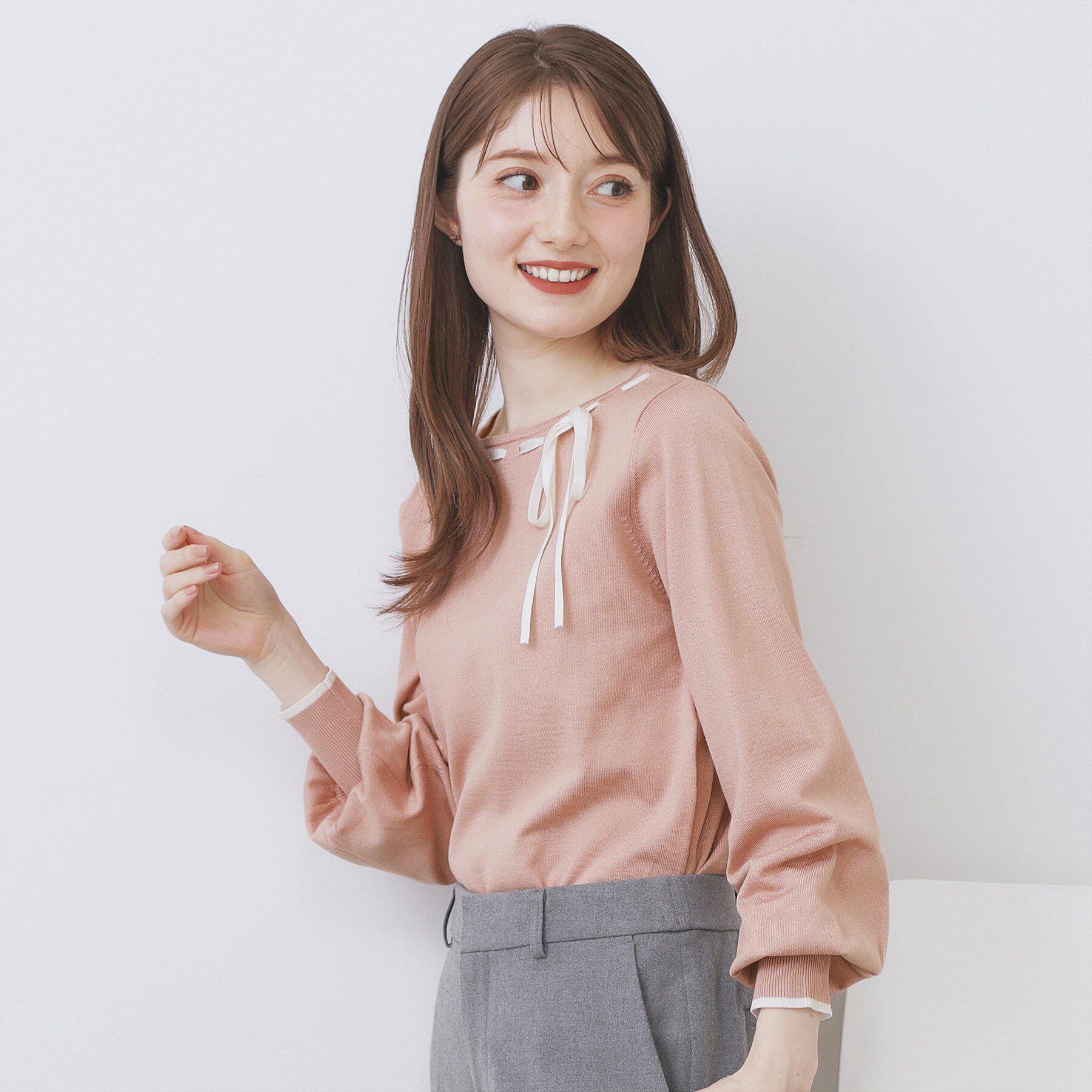 index「はしごリボンバイカラーニット【洗濯機OK】」|ニット・セーター|