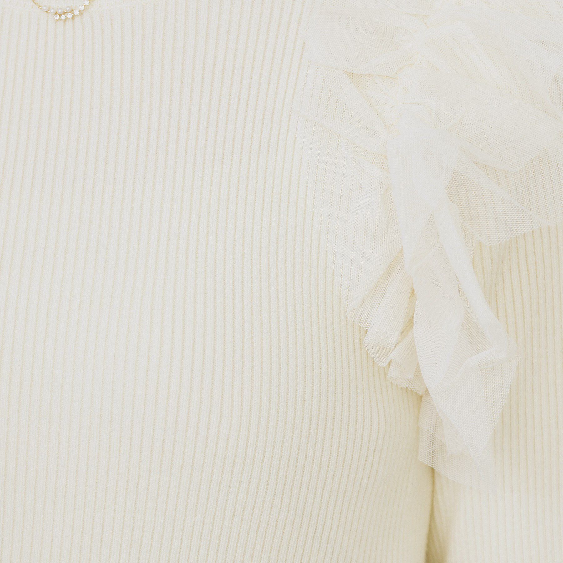 index「ショルダーチュールフリルハイネックニット【洗濯機OK/抗ピル】」|ニット・セーター|