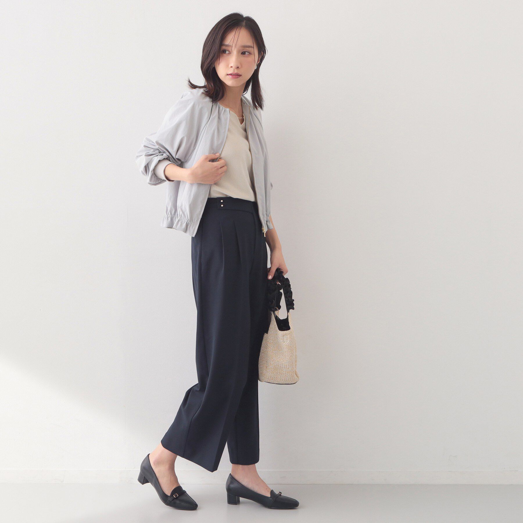 index「マイクロリサイクルポリエステルノーカラーブルゾン【洗濯機OK／接触冷感／防シワ】」|テーラードジャケット|