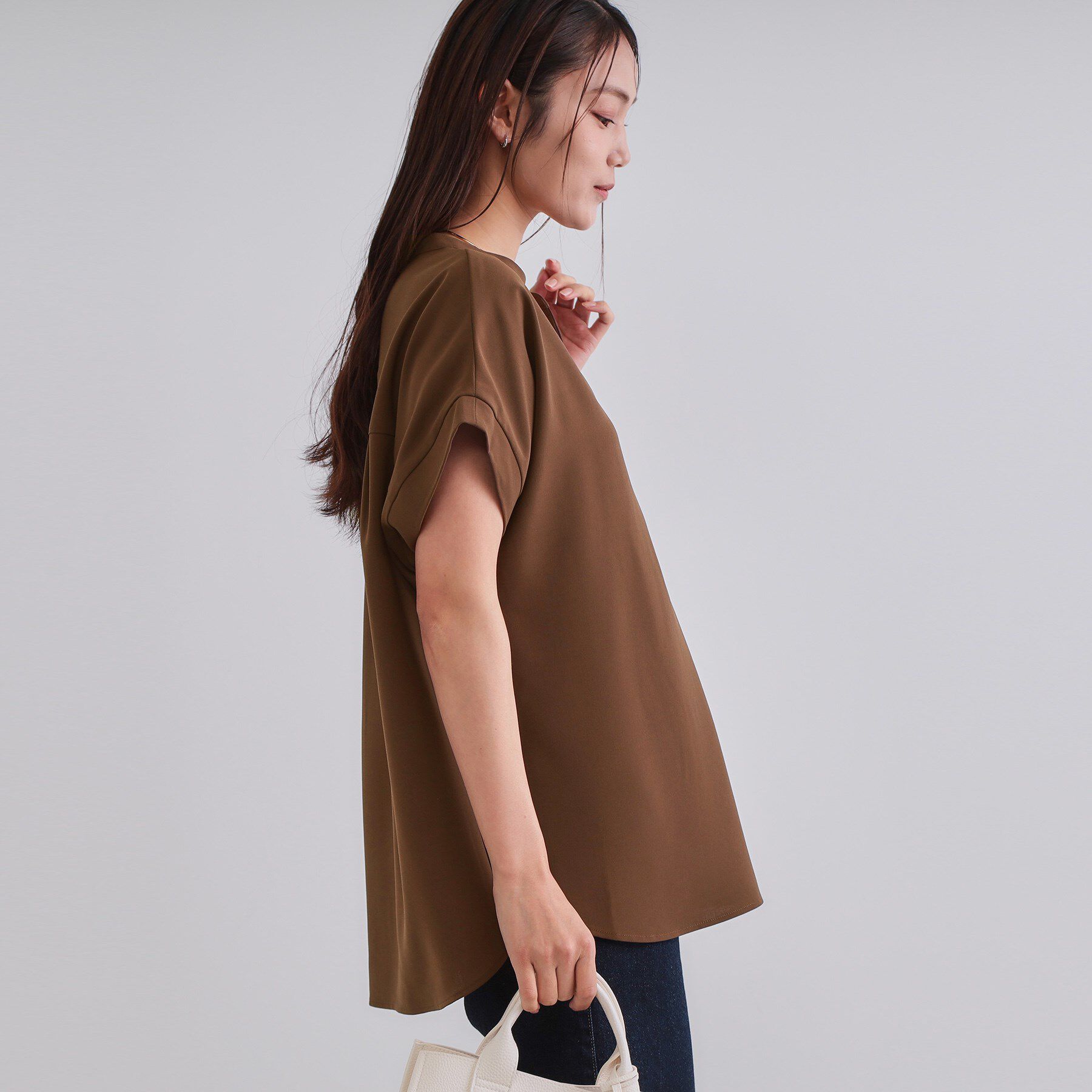 OPAQUE.CLIP「《7色展開/SS-LLサイズ》ストレッチスキッパーブラウス/セットアップ対応【洗濯機洗い可/防シワ】」|シャツ・ブラウス|