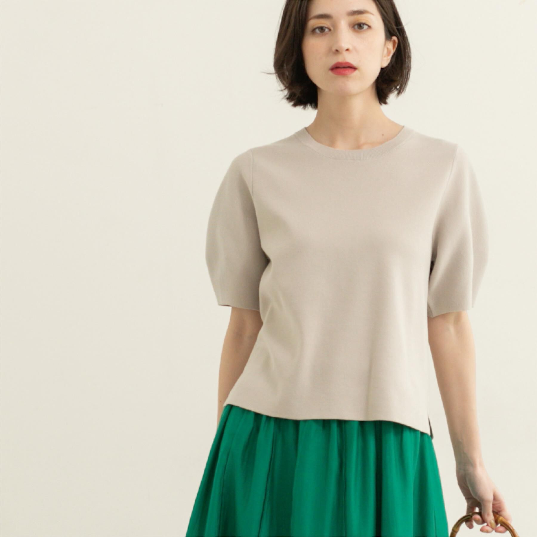 OPAQUE.CLIP「カーブスリーブニット【UV/洗濯機洗い可】」|ニット・セーター|