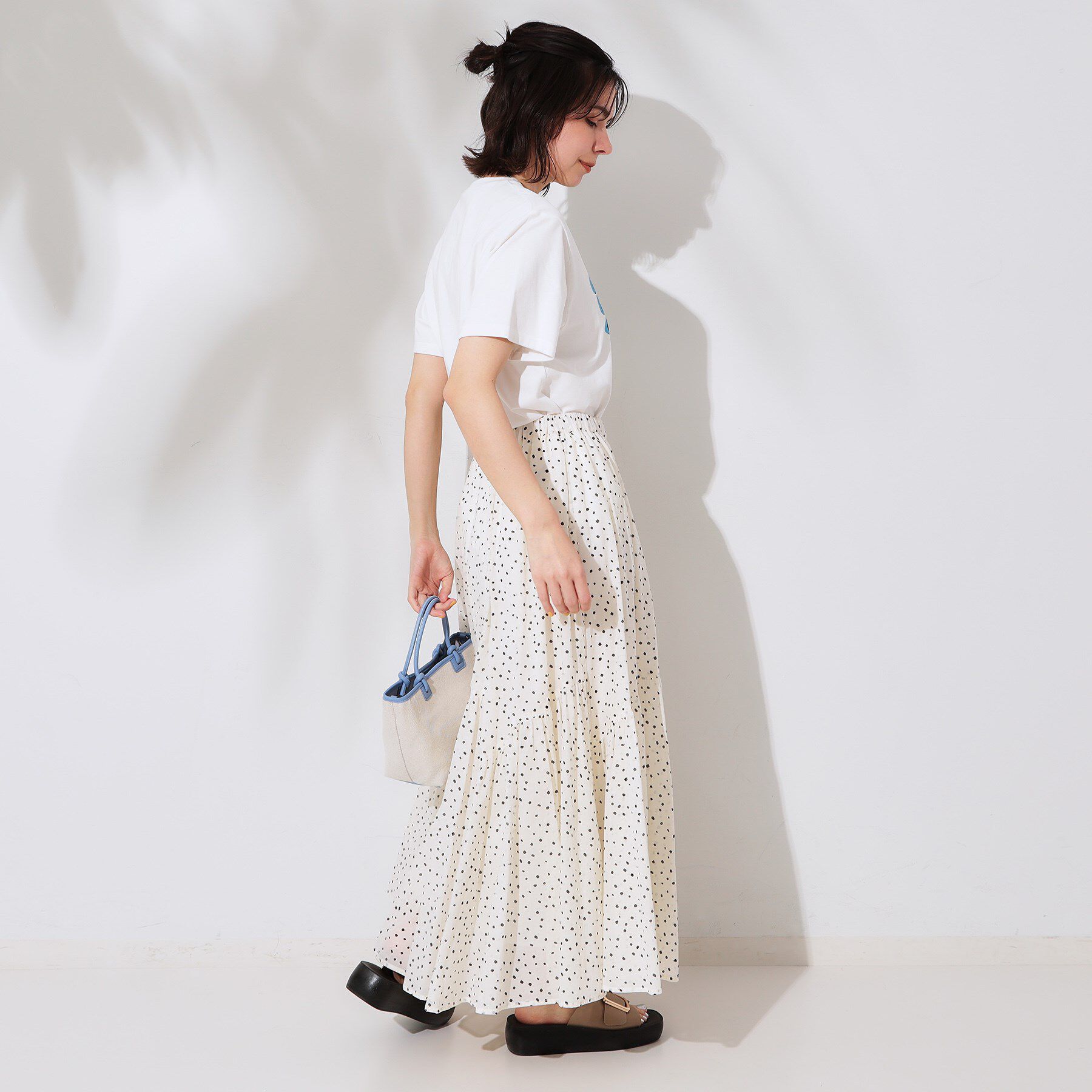 OPAQUE.CLIP「ギャザーフレアスカート/オーガニックコットン混【洗濯機洗い可】」|スカート|