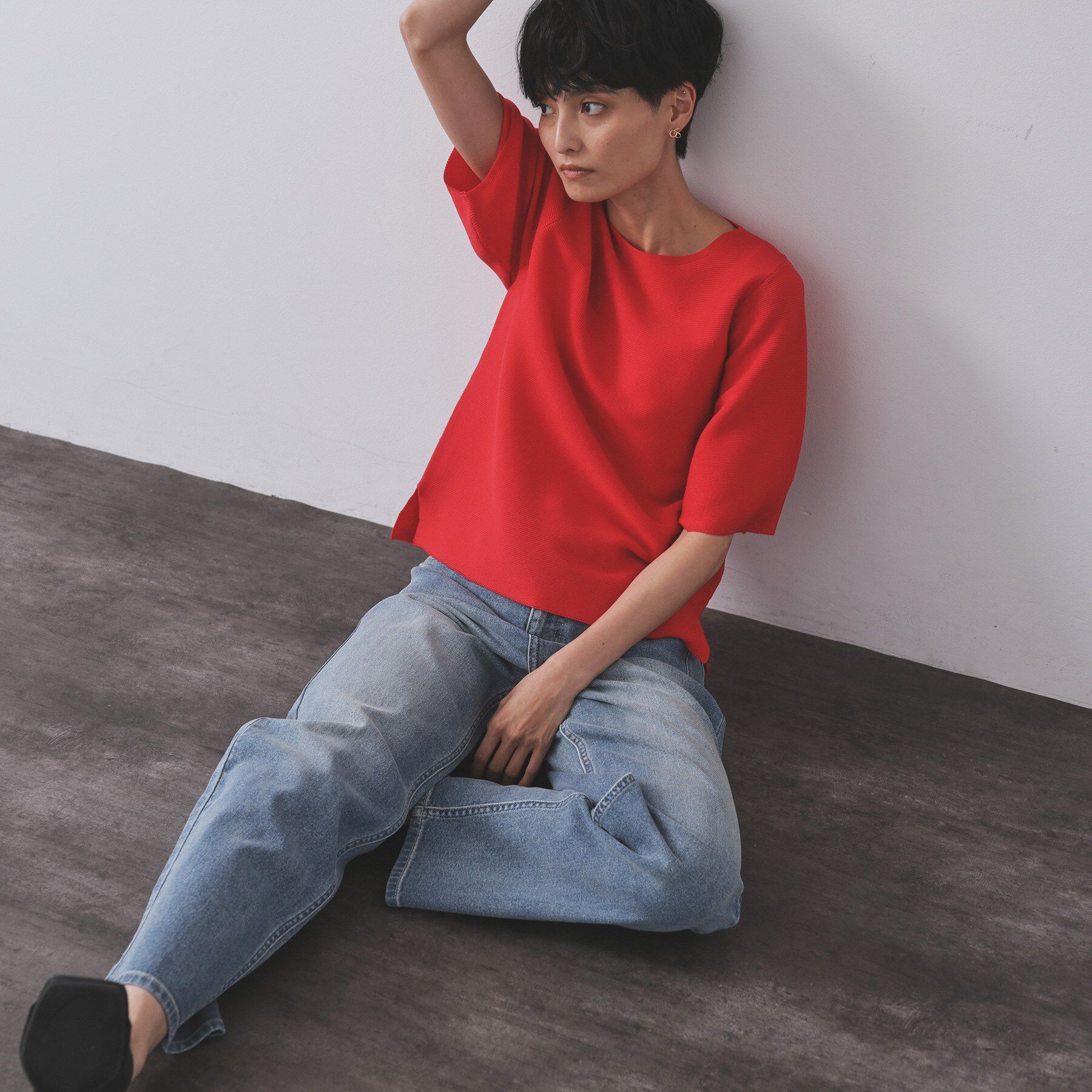 OPAQUE.CLIP「ガーターボリュームスリーブニット【UVケア/洗濯機洗い可】」|ニット・セーター|