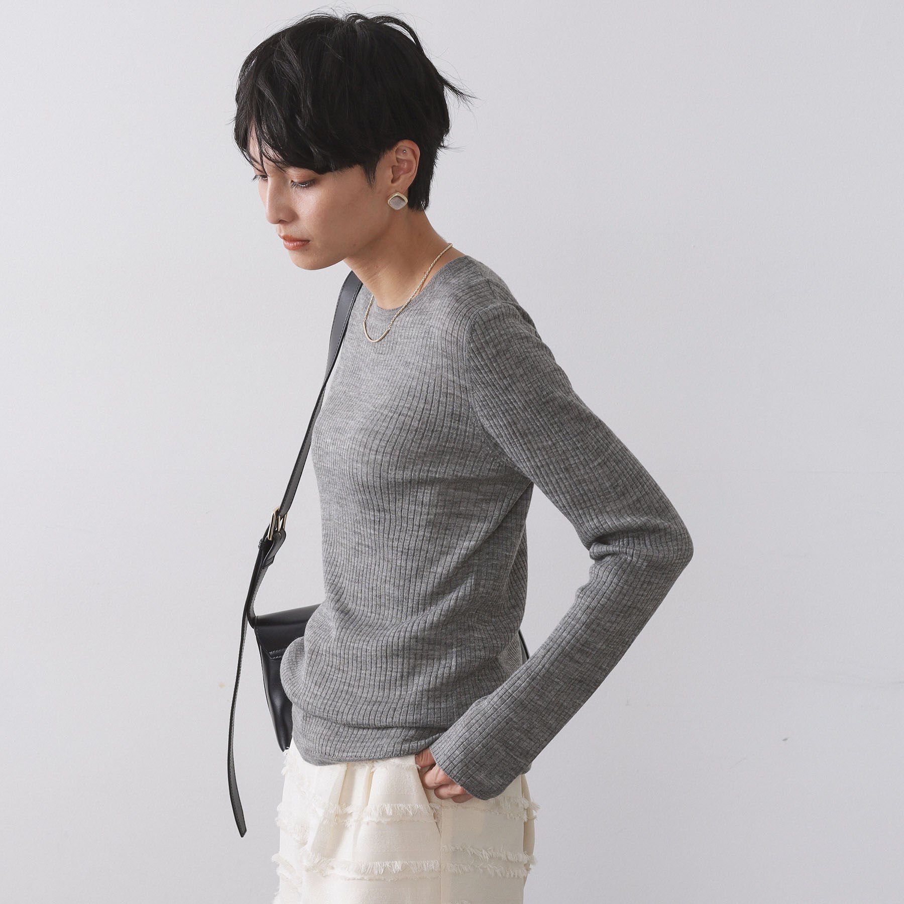 OPAQUE.CLIP「シアーリブニット【洗濯機OK】」|ニット・セーター|