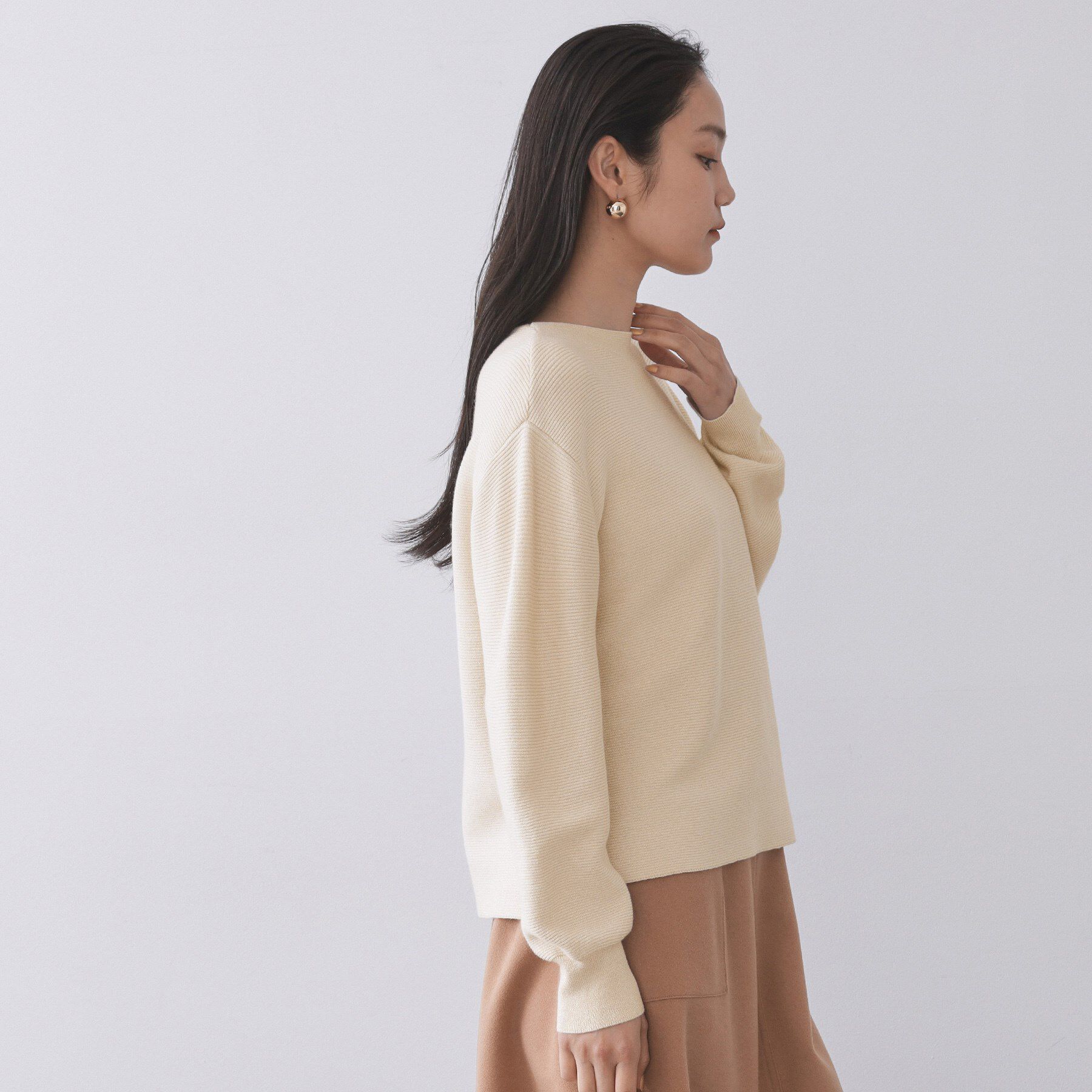 OPAQUE.CLIP「ラメガーターボートネックニット【洗濯機OK】」|ニット・セーター|