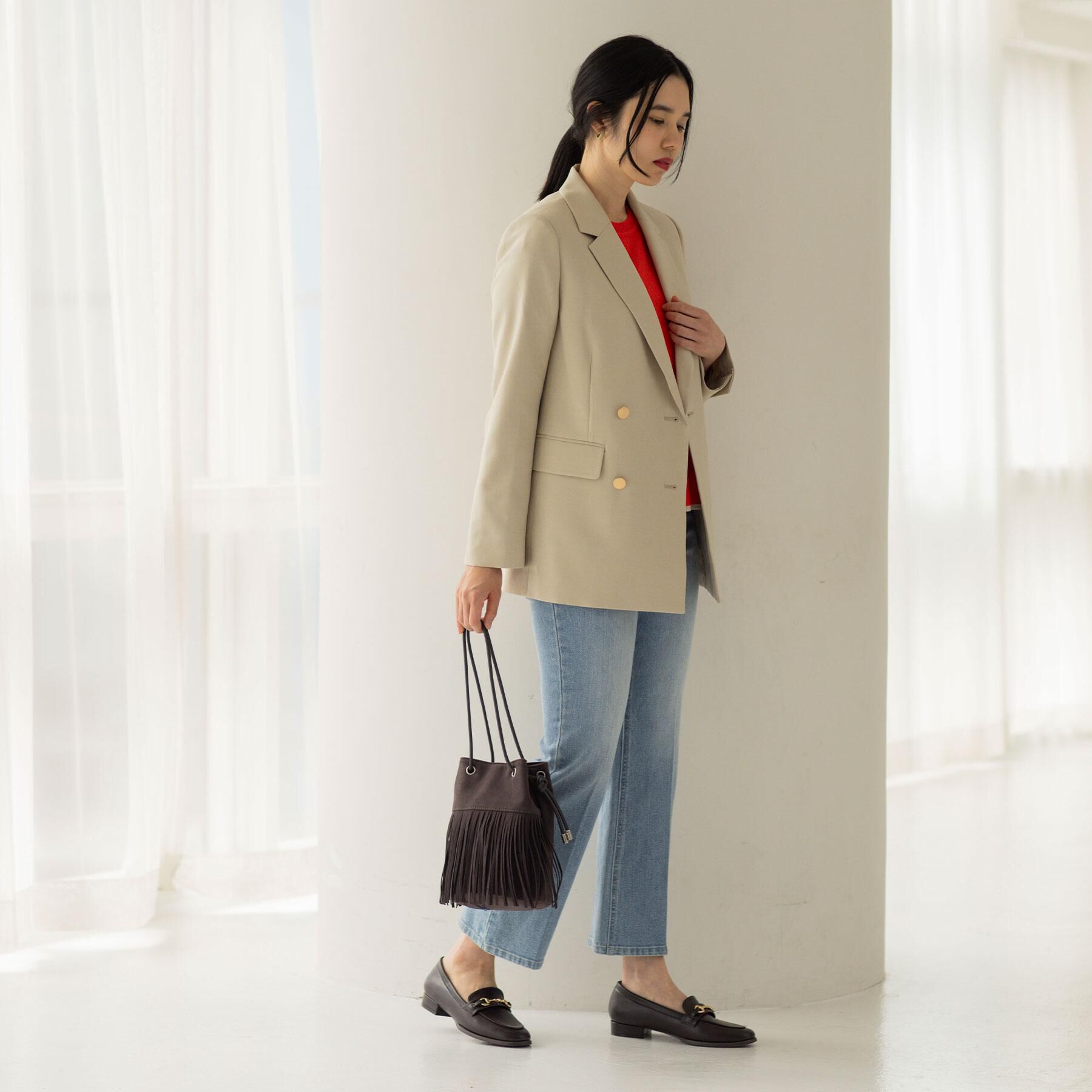 OPAQUE.CLIP「【2WAY】フリンジ巾着ミニトート」|トートバッグ|