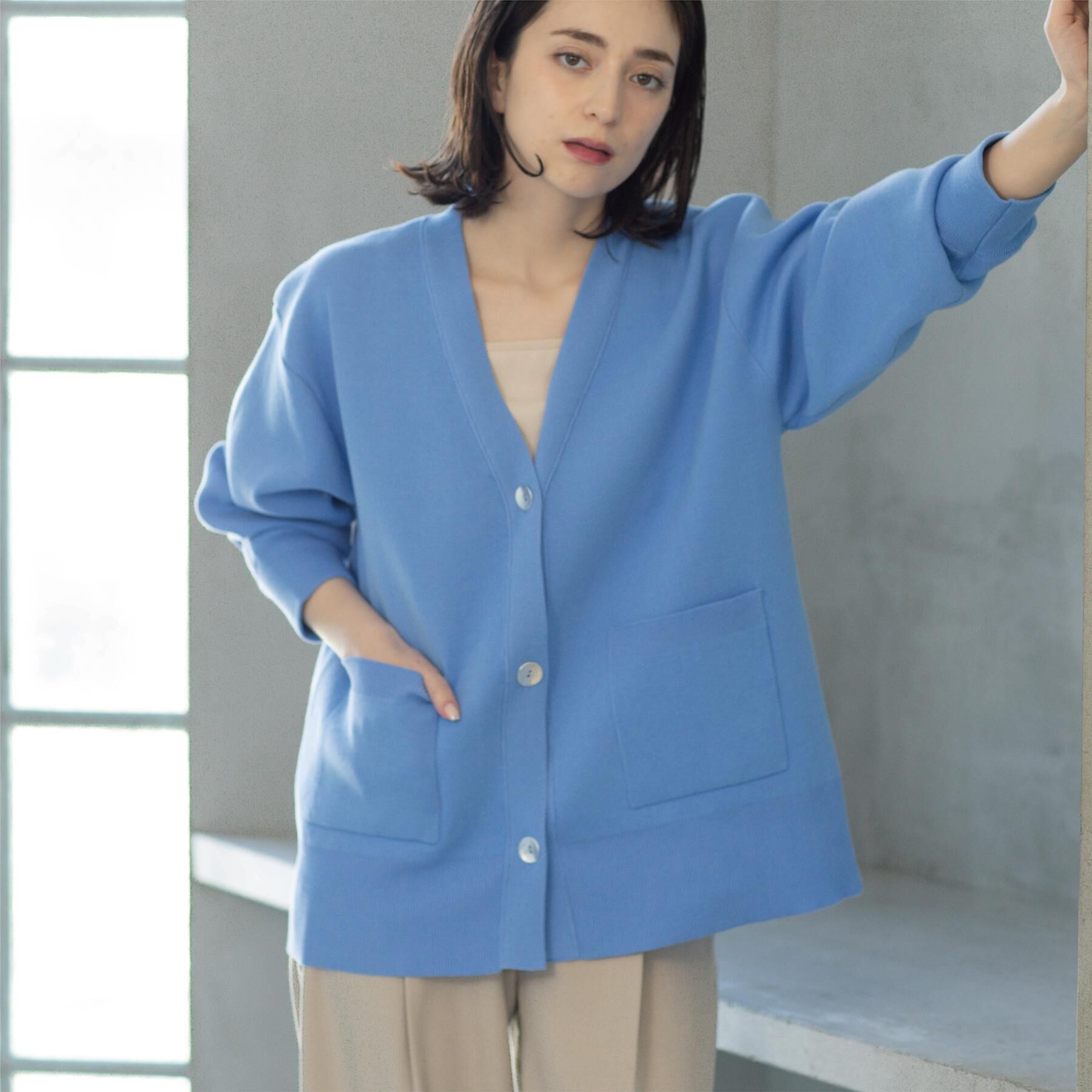 OPAQUE.CLIP「Vネックミドルニットカーディガン【洗濯機OK】」|カーディガン|