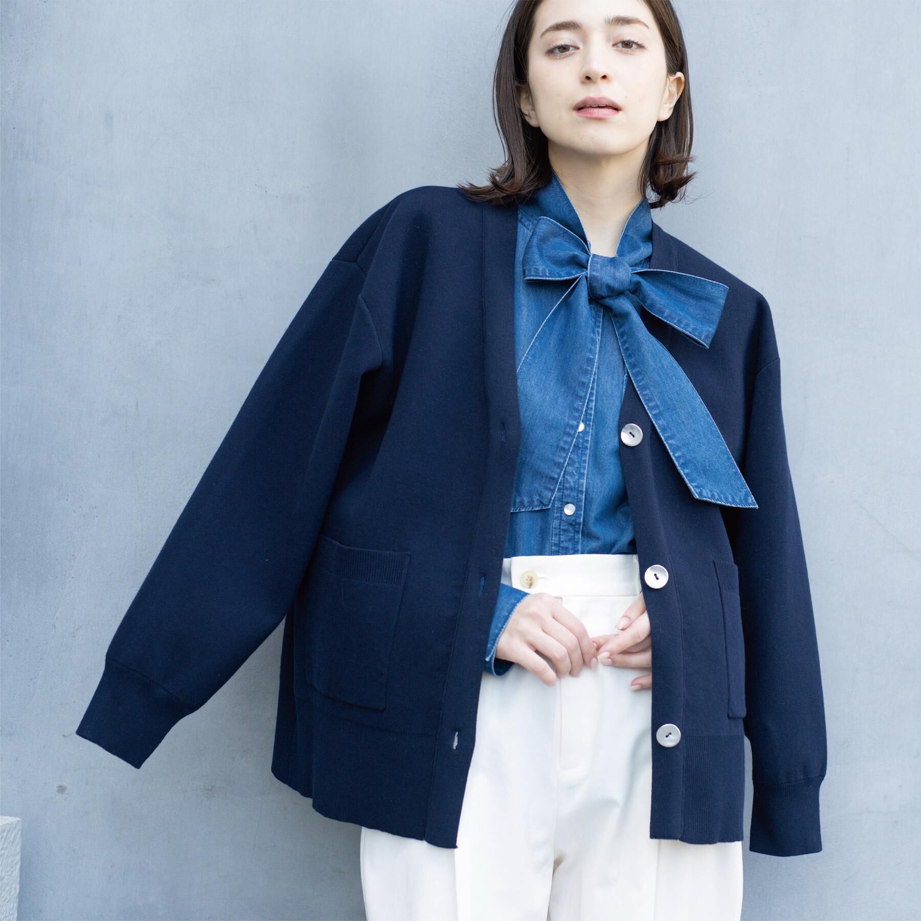 OPAQUE.CLIP「Vネックミドルニットカーディガン【洗濯機OK】」|カーディガン|